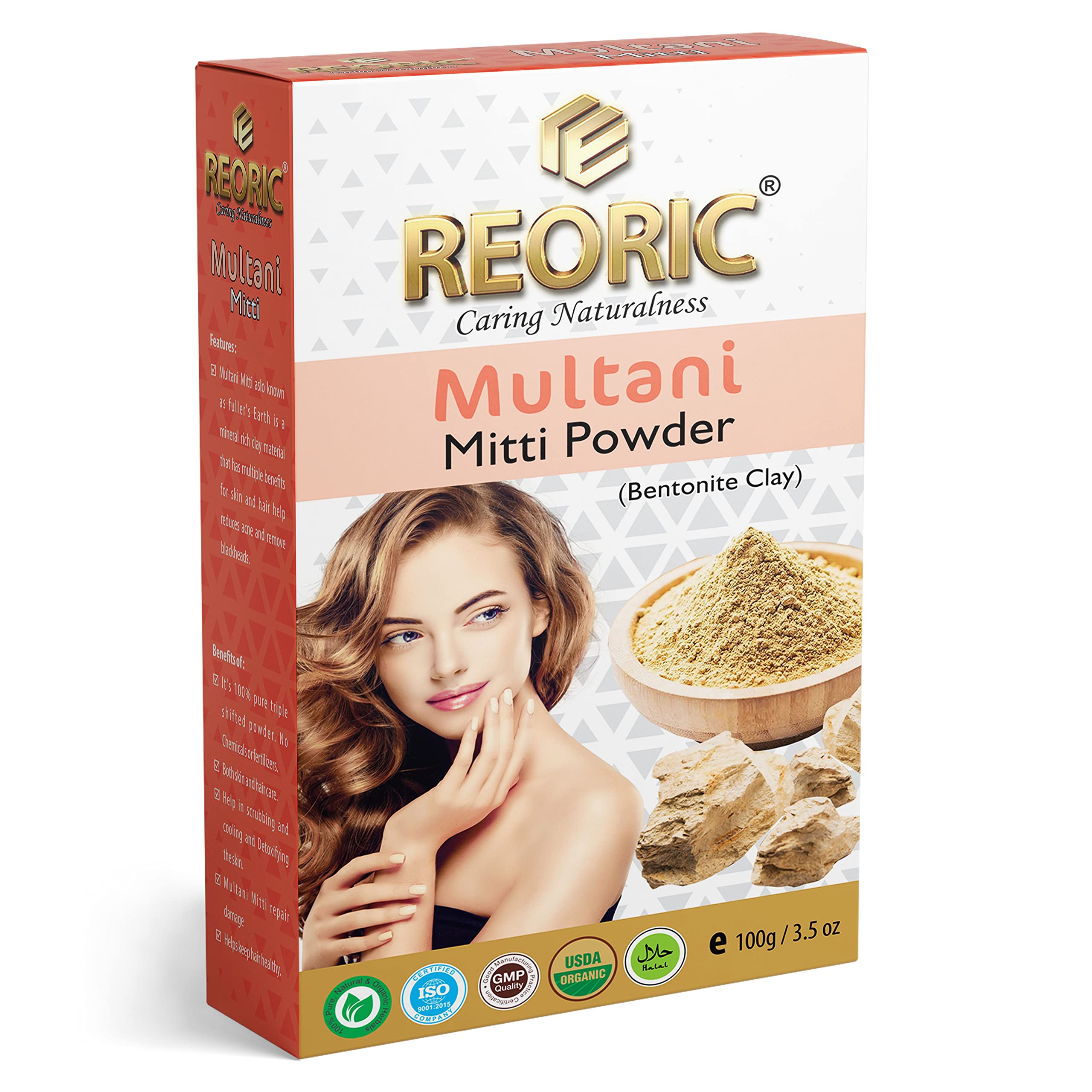 Reoric Pure Multani Mitti Powder for Face - Rose Powder & Sandalwood Facial Mask | Orange Peel Powder for Oil Control | Santra Chilka Powder | 300g Pack of 3 | Natural Clay Mask for Acne, Blackheads & Glowing Skin | DIY Beauty Treatment for Oily & Combination Skin