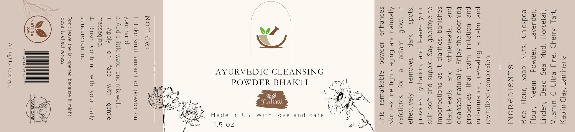 Angel Care Brightening Vitamin C Exfoliating Face Scrub - Organic Natural Facial Scrub for Sensitive Skin - Gentle Ubtan Powder with Sea Mud, Linden & Kaolin Clay - Smooth & Glow Skin Care for Daily Use & Spa Treatments