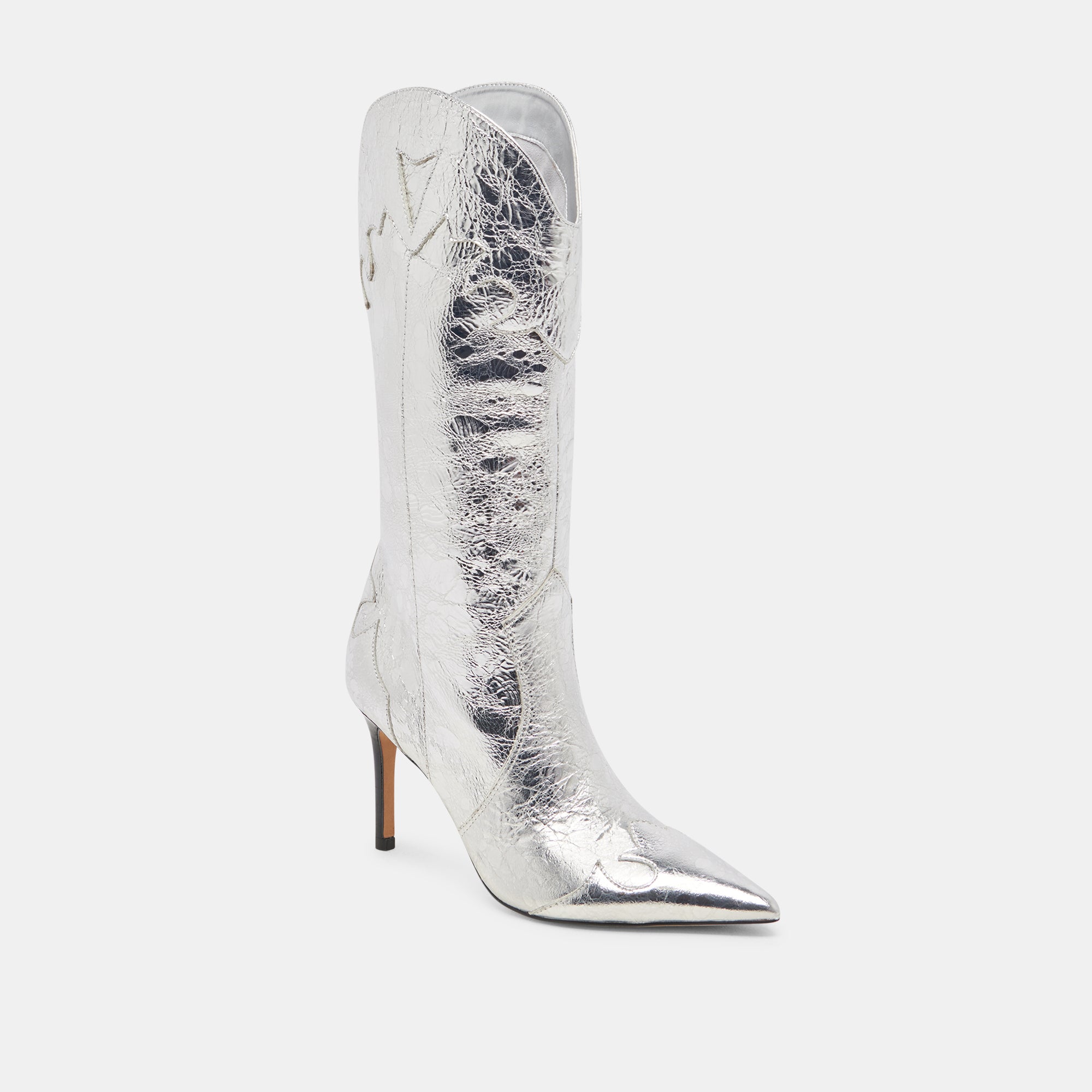 KASEDY Women's Silver Distressed Leather Boots - Stylish Ankle Boots for Casual Wear, Outdoor & Party Fashion