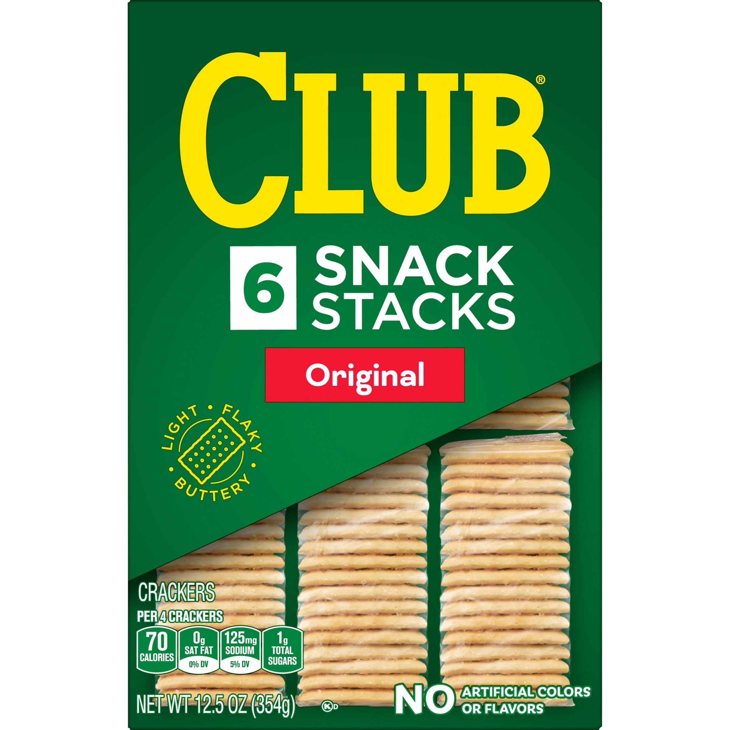 Club Snack Stacks Original Crackers - 12.5oz Box (6 Stacks) | Crunchy Lunch Snacks & On-the-Go Treats for School, Office or Road Trips