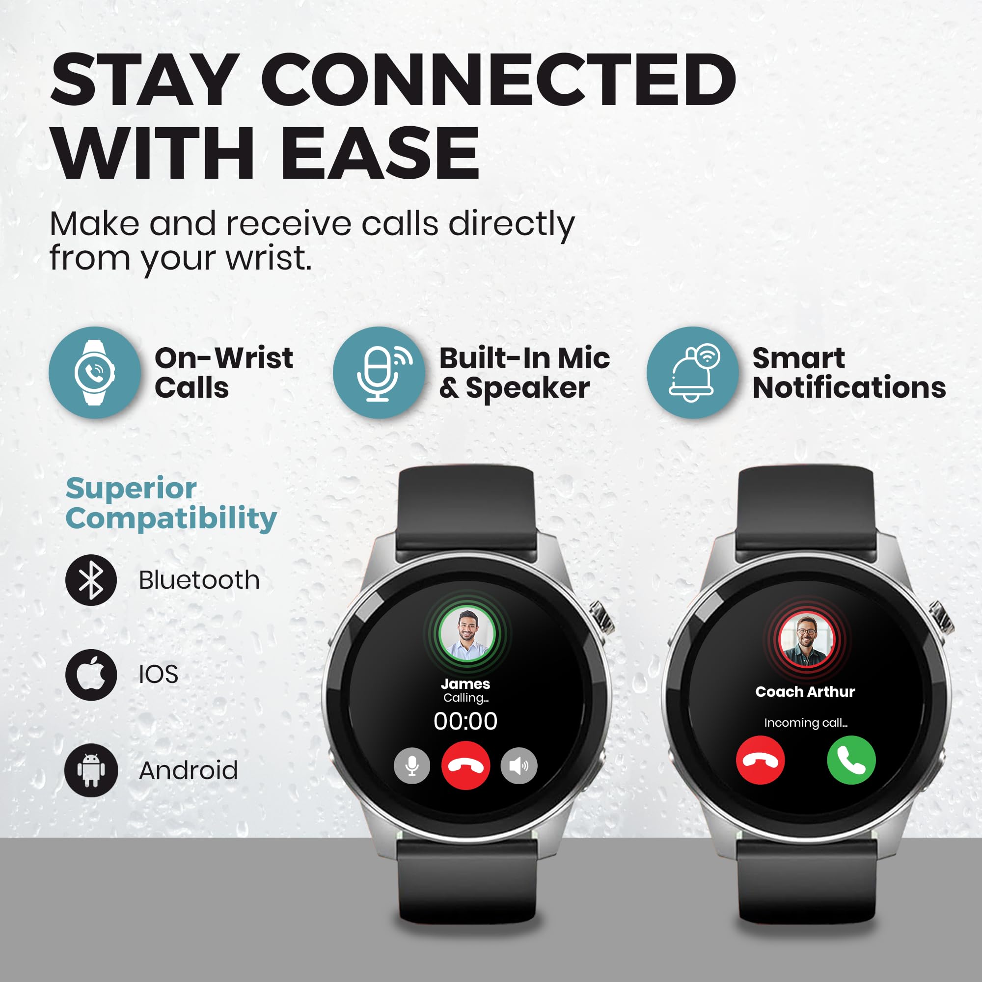 HyperGear Activ8 Smartwatch - Fitness Tracker with 120+ Exercise Modes, SpO2 & Heart Rate Monitor, Step Counter, iOS/Android Compatible, 7-Day Battery Life - Perfect for Running, Gym Workouts & Daily Activity Tracking