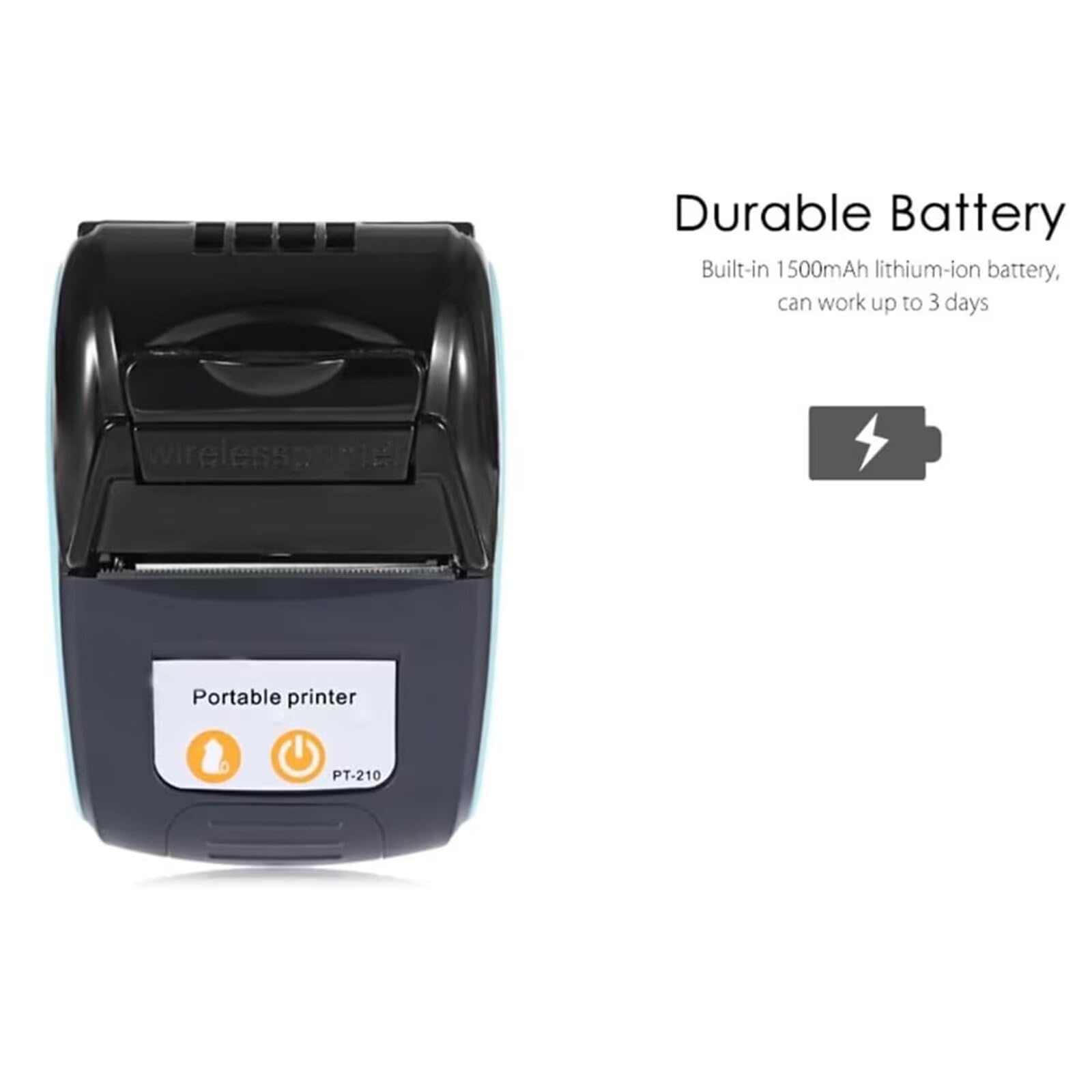 Wireless Bluetooth Thermal Receipt Printer 58mm - Portable Mini Pocket POS Printer for Small Business, Compatible with Android/Windows/Linux (Not for iOS/Mac/iPad) - Blue - Ideal for Retail Stores, Restaurants, and Mobile Businesses