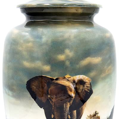 Large Elephant Cremation Urn with Velvet Bag & Custom Engraving - Memorial Keepsake for Ashes, Perfect for Funeral Services & Home Memorial Displays