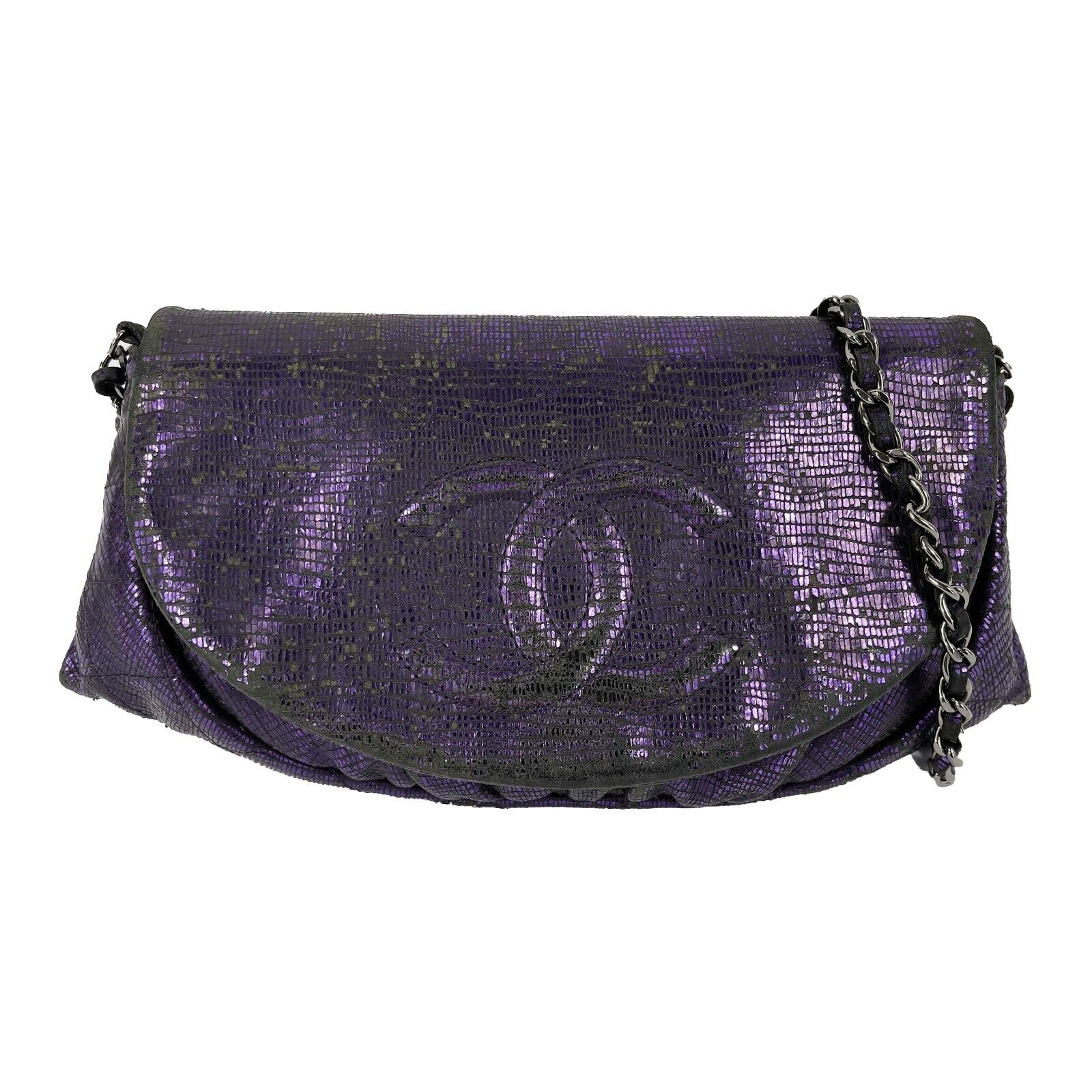 Chanel Half Moon Medium WOC Iridescent Purple Flap Crossbody Bag - Luxury Designer Shoulder Purse for Women, Perfect for Evening Parties, Date Nights & Special Occasions