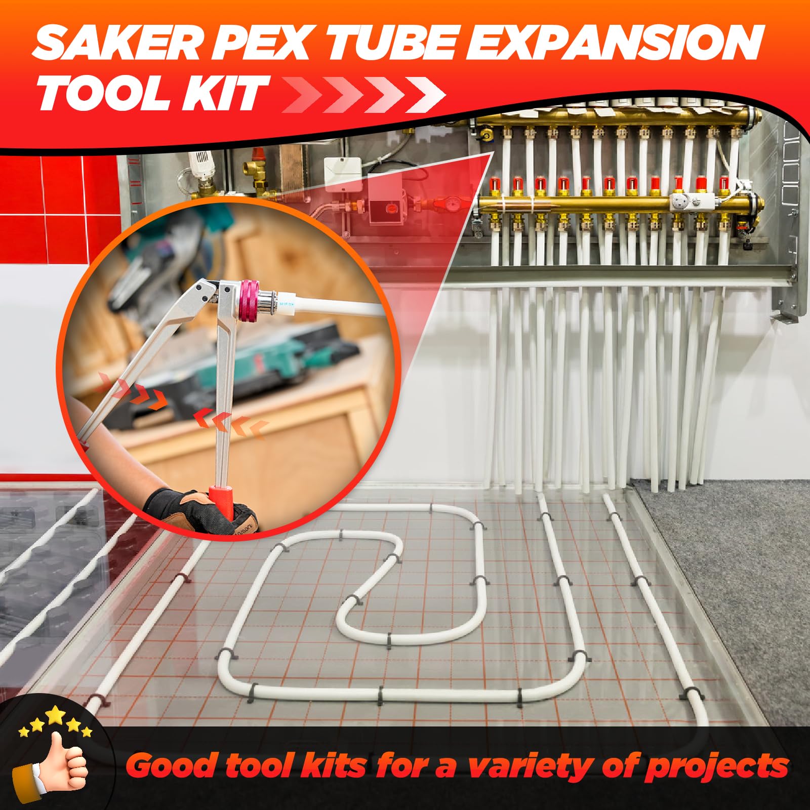 Saker PEX Tube Expansion Tool Kit - PEX-A Expansion Tool with 1/2