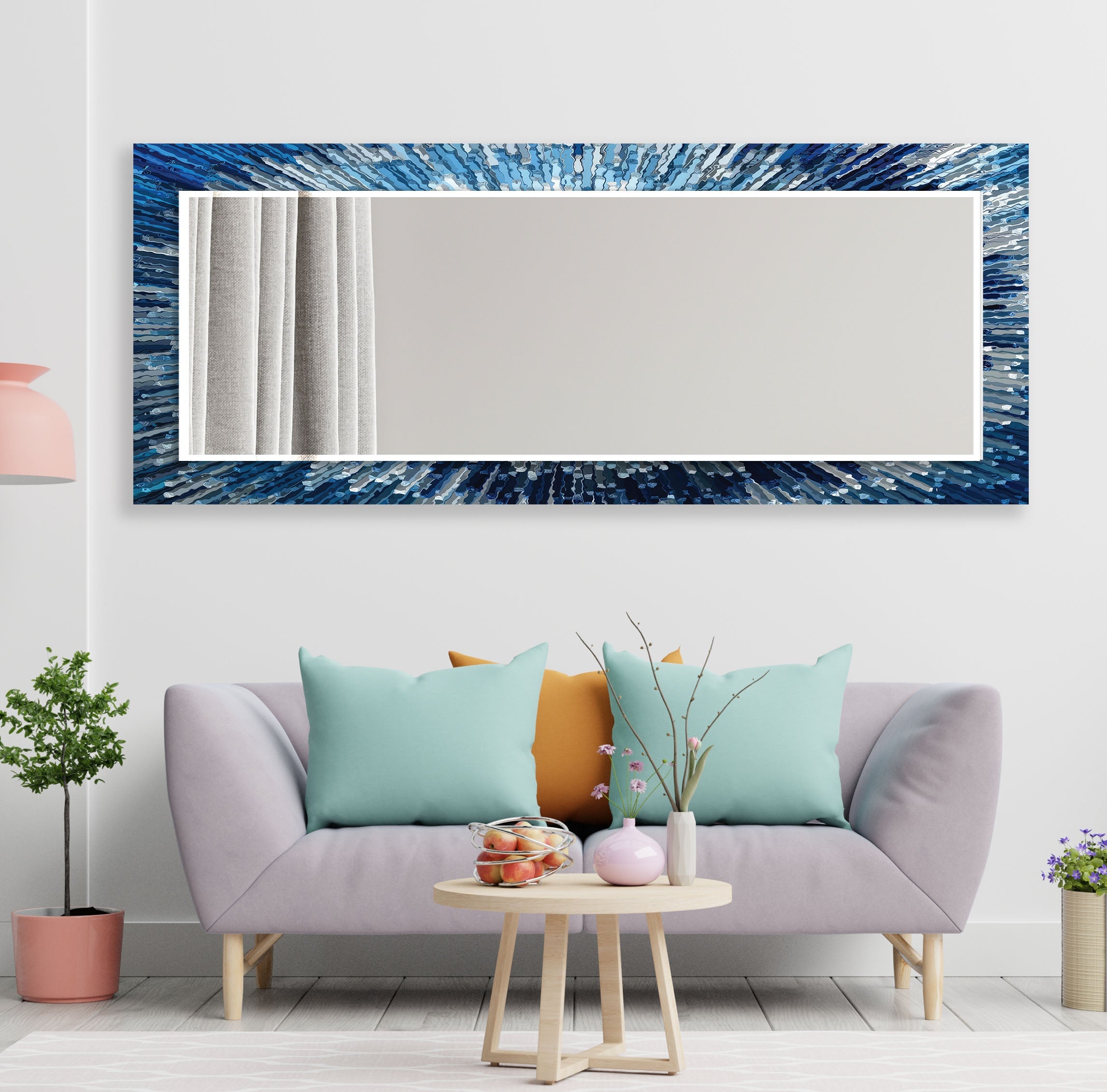 Blue Splash Wall Mirror - Decorative Bathroom & Bedroom Mirror - Shatterproof & Stylish Home Decor for Modern Living Spaces