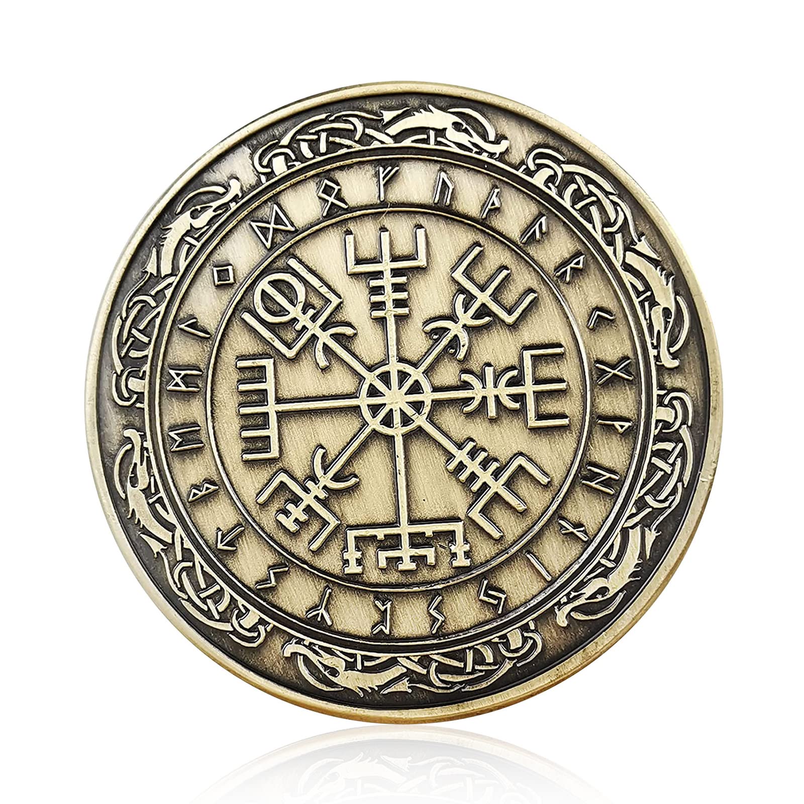 Viking Rune Coin Set of 5 - Norse Mythology Amulet Necklace - Viking Jewelry Gifts for Men & Women - Perfect for Cosplay, LARP, Historical Reenactment & Viking Enthusiasts