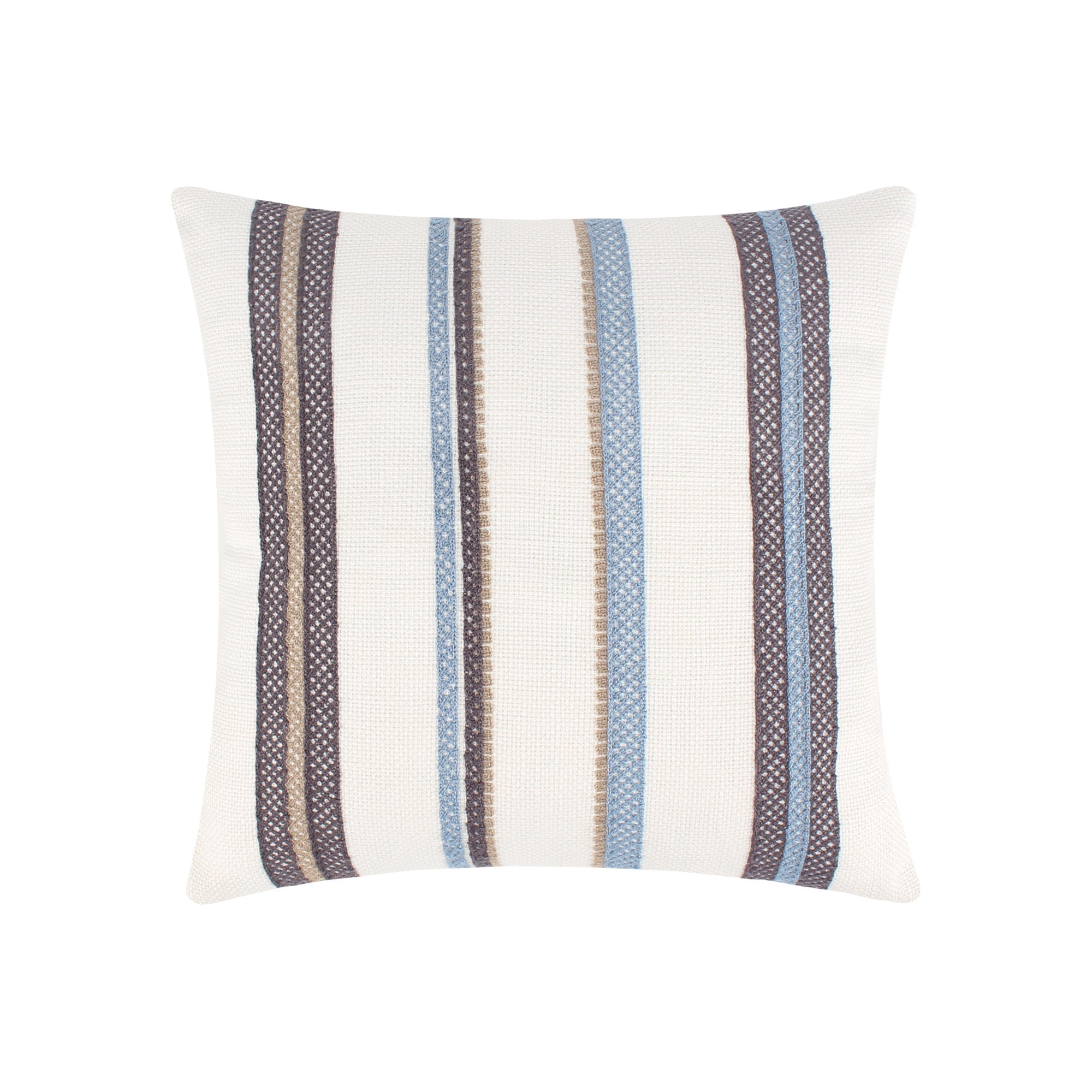 Tobago Stripe Blue Quilt Set - Full/Queen Size Bedding Bundle with Euro Shams (Set of 2), Decorative Pillows (2) & Cozy Throw Blanket | Soft & Breathable Cotton Blend for Bedroom, Guest Room or Vacation Home Decor