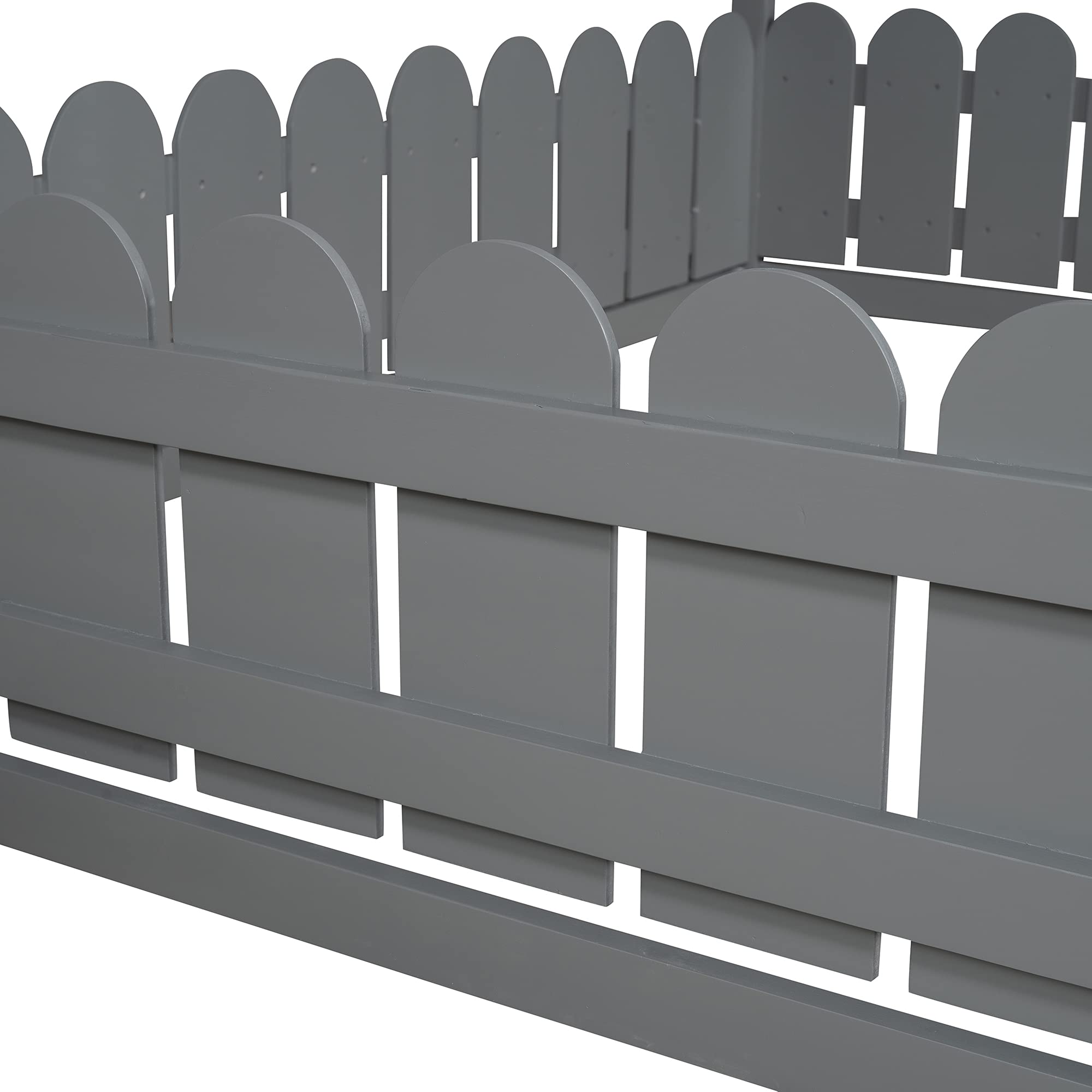 MERITLINE Full Size House Bed Frame with Roof - Playhouse Bed for Kids, Girls & Boys, Grey (Box Spring Required) - Perfect for Bedrooms, Playrooms & Themed Kids' Spaces