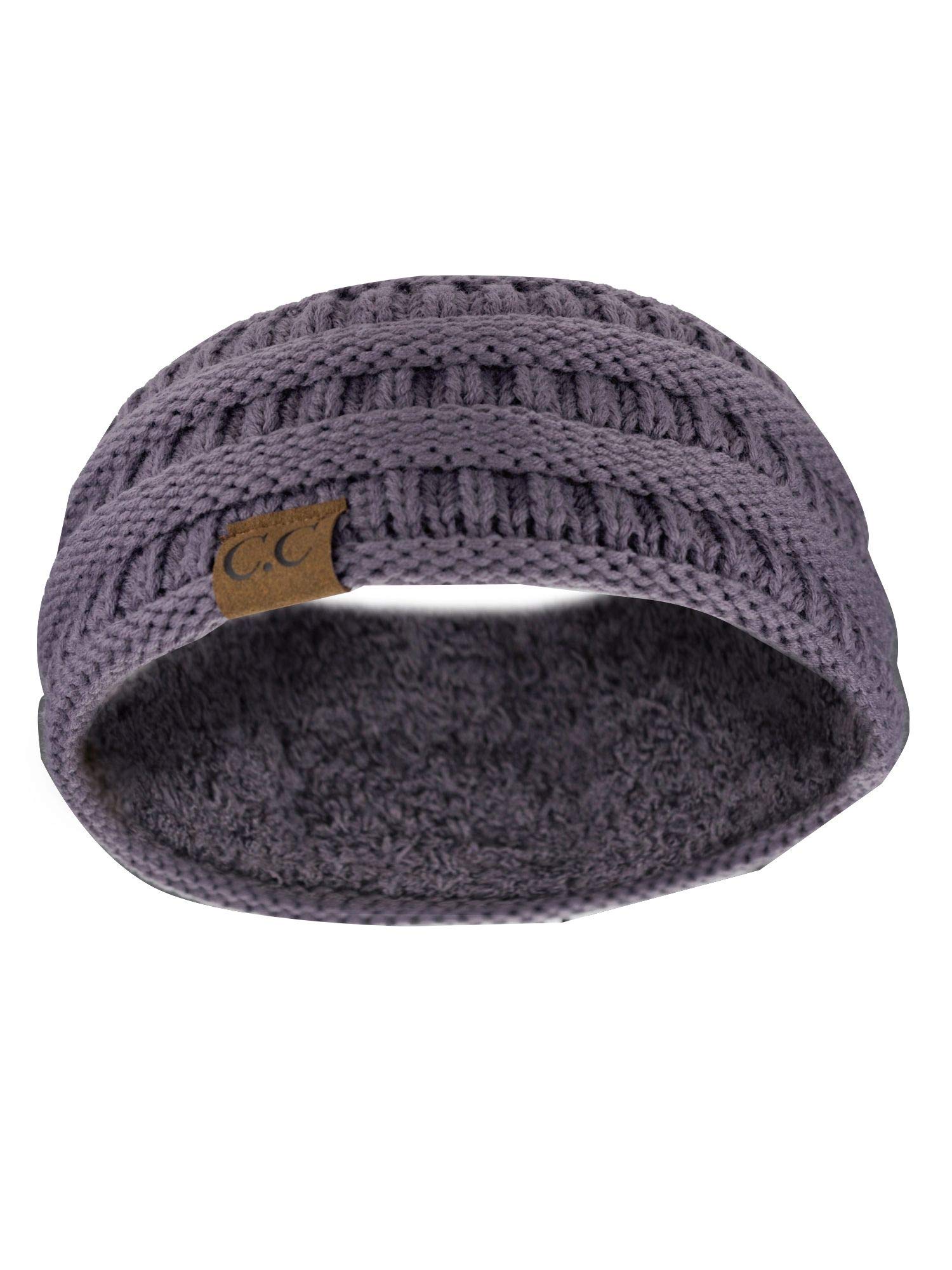 Soft Stretch Winter Warm Cable Knit Fuzzy Lined Ear Warmer Headband for Women & Men - Cozy Cold Weather Accessory for Skiing, Running, Hiking & Outdoor Activities