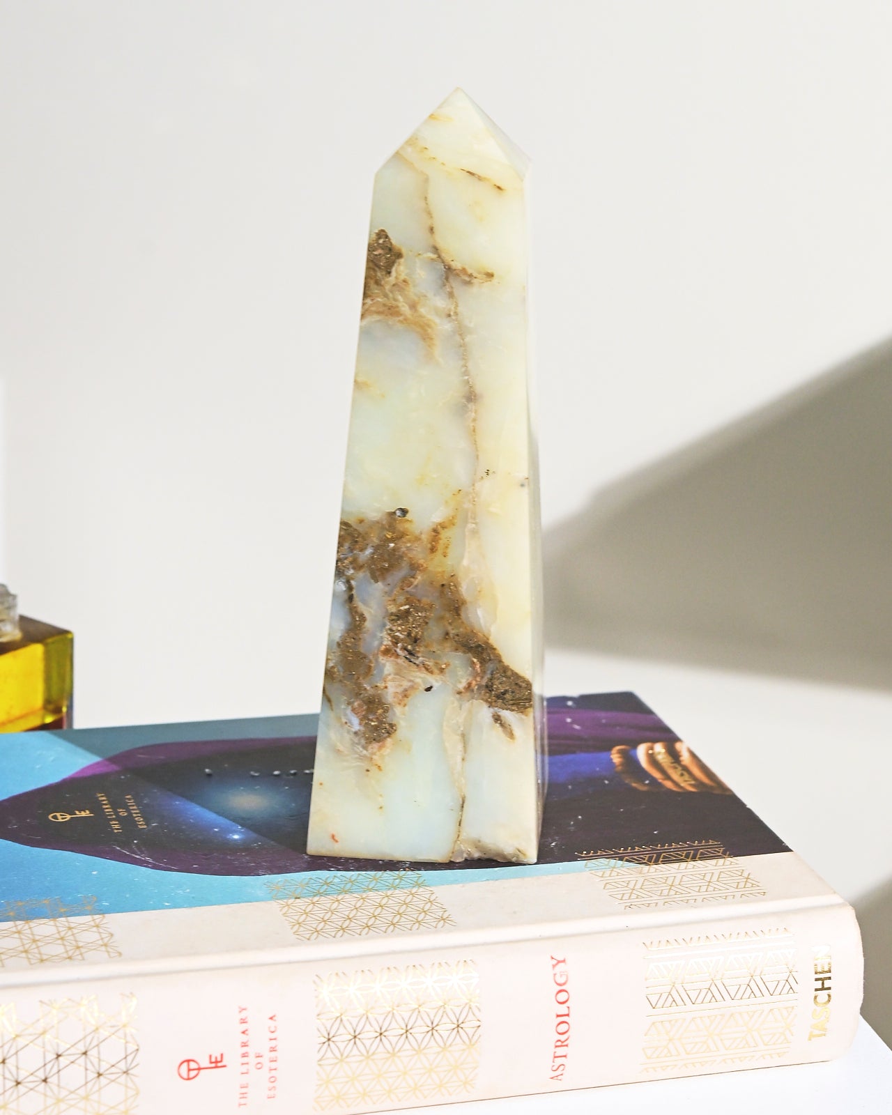 Natural Peruvian Blue Opal Crystal Tower - 2.4 lbs Healing Stone for Meditation, Reiki & Home Decor