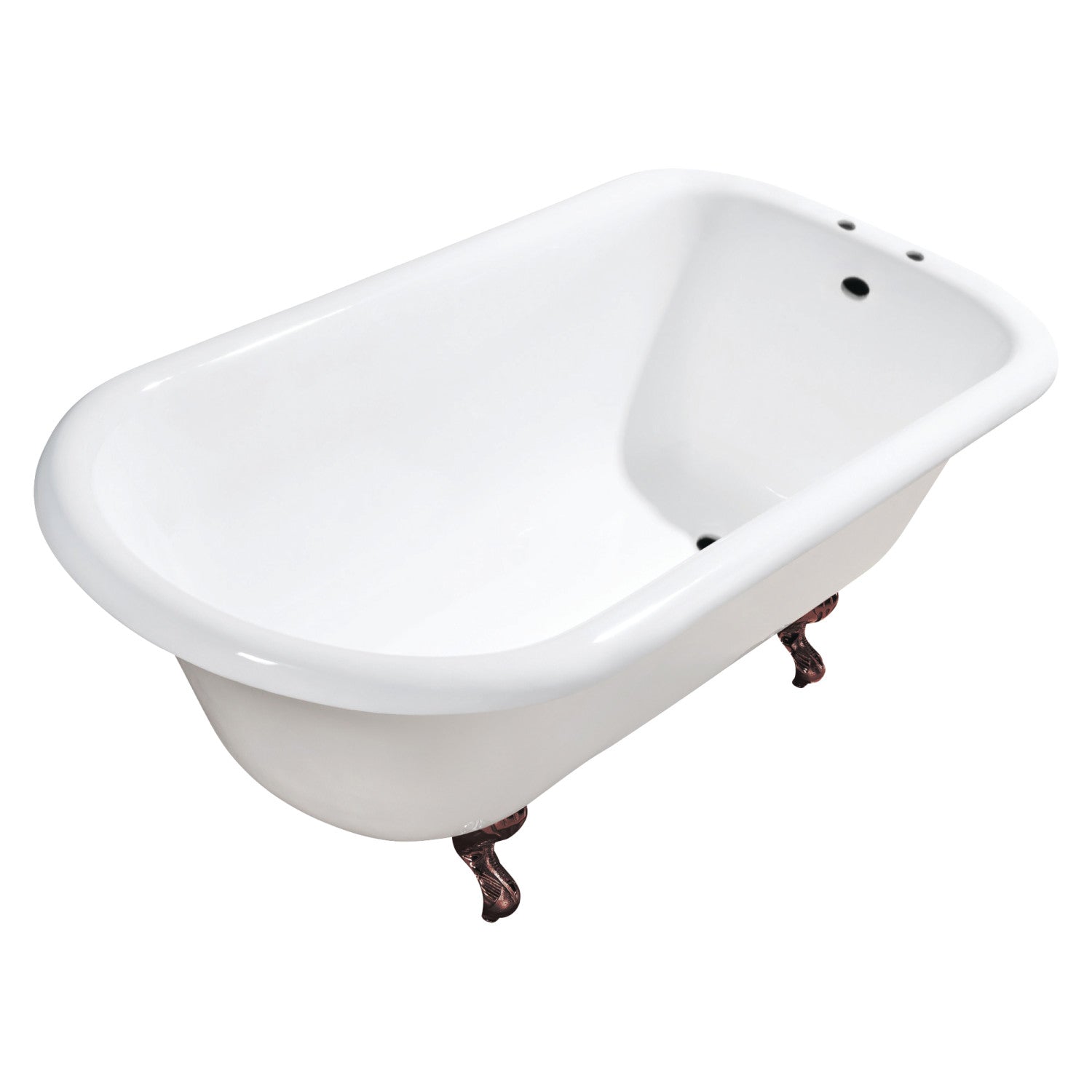 Aqua Eden 54 Inch White Cast Iron Clawfoot Bathtub with Oil Rubbed Bronze Feet - Classic Roll Top Design (7 Inch Faucet Drillings) - Perfect for Vintage Bathroom Renovations & Spa-Like Retreats