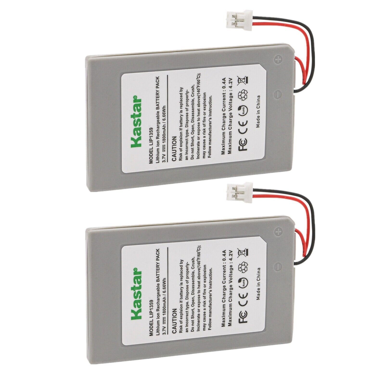 Kastar 2-Pack Replacement Battery for Sony LIP1359 - Compatible with PS3 PlayStation 3 Controller, Sixaxis Dualshock 3, CECHZC2E & CECHZC2U Wireless Controllers - Perfect for Gaming, Streaming & Long Play Sessions