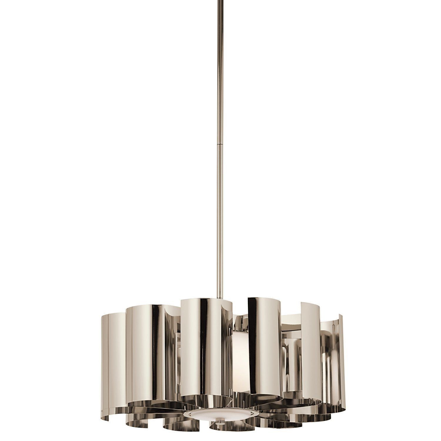 Kichler 42835 PN Ziva Collection One Light Hanging Pendant Chandelier in Polished Nickel Finish - Modern Ceiling Light Fixture for Dining Room, Kitchen Island & Entryway