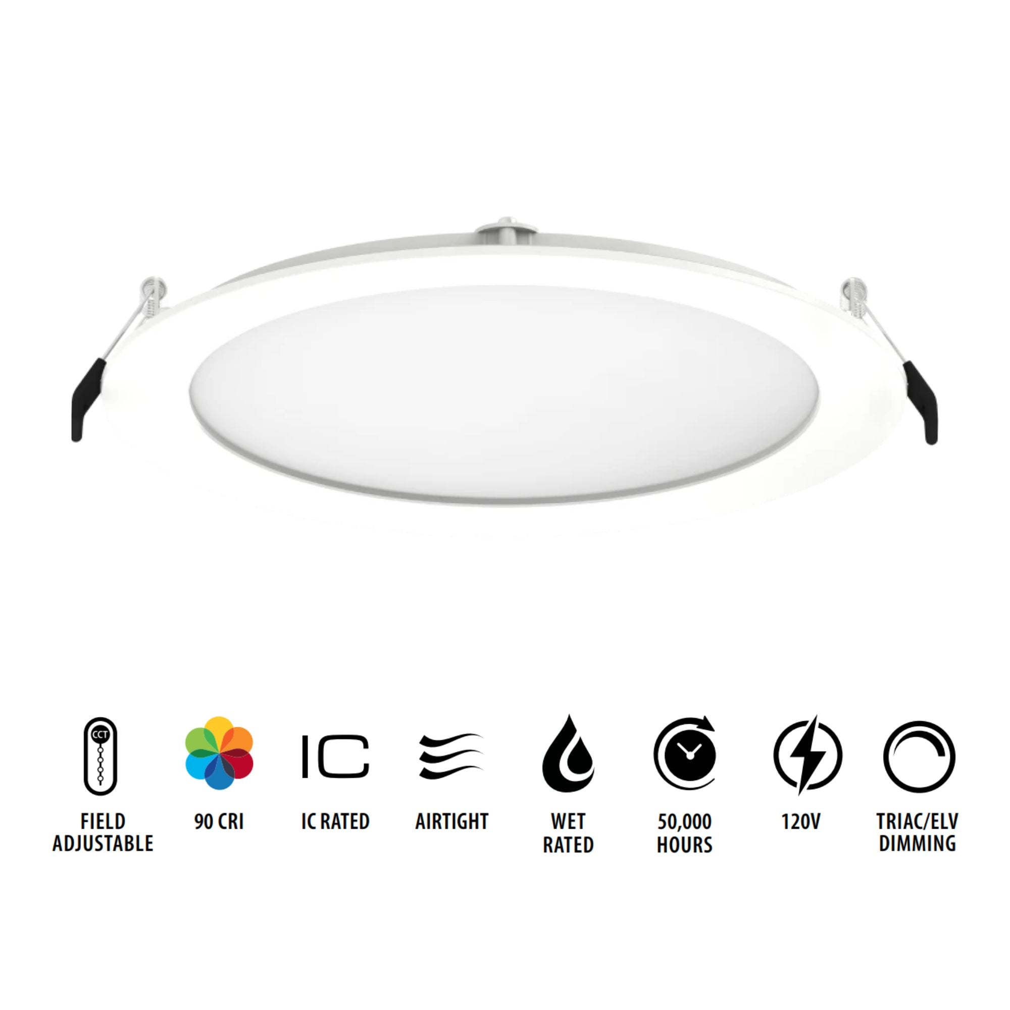 8 Inch Wafer LED Downlight - 2100 Lumens, 5 Color Temperatures (2700K-6500K), White Smooth Trim - Perfect for Living Room, Kitchen, Bedroom & Office Lighting