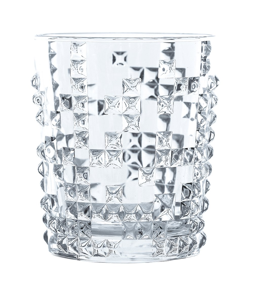 Nachtmann Punk 25 Oz Whiskey Decanter & 12 Oz Crystal Tumbler Set (3-Piece) - Airtight Glass Decanter with Stopper for Bourbon, Scotch, Wine - Modern Durable Barware Gift Set - Perfect for Home Bars, Dinner Parties & Gifting