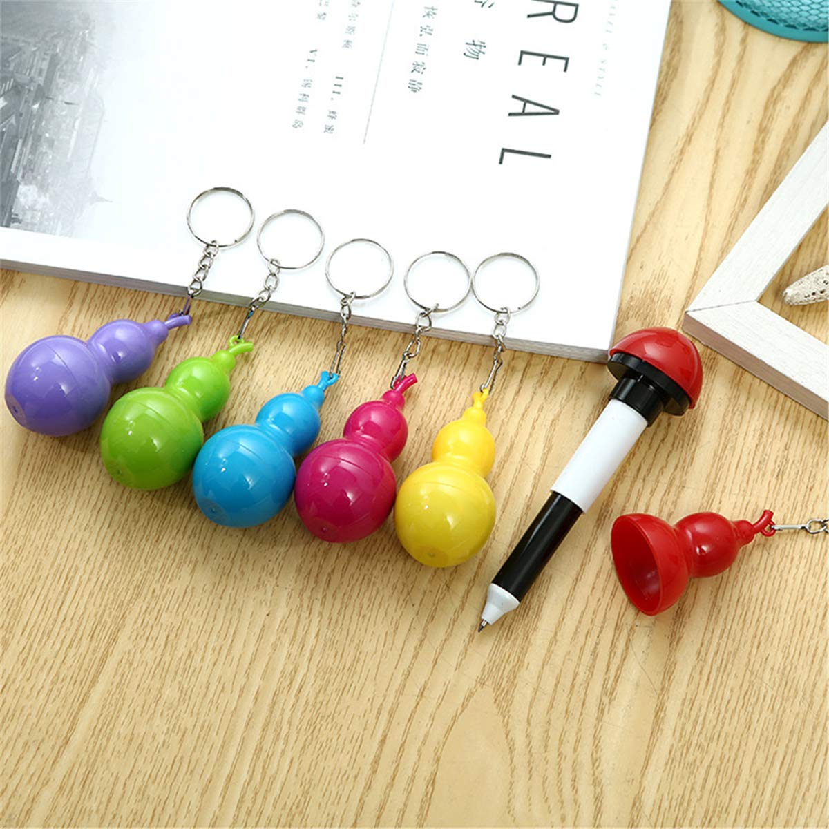 Vibrant Gourd-Shaped Cartoon Ballpoint Pens - Cute Creative Gel Pens for Office & School Supplies (5-Pack) - Perfect for Note-Taking, Journaling & Gift Giving