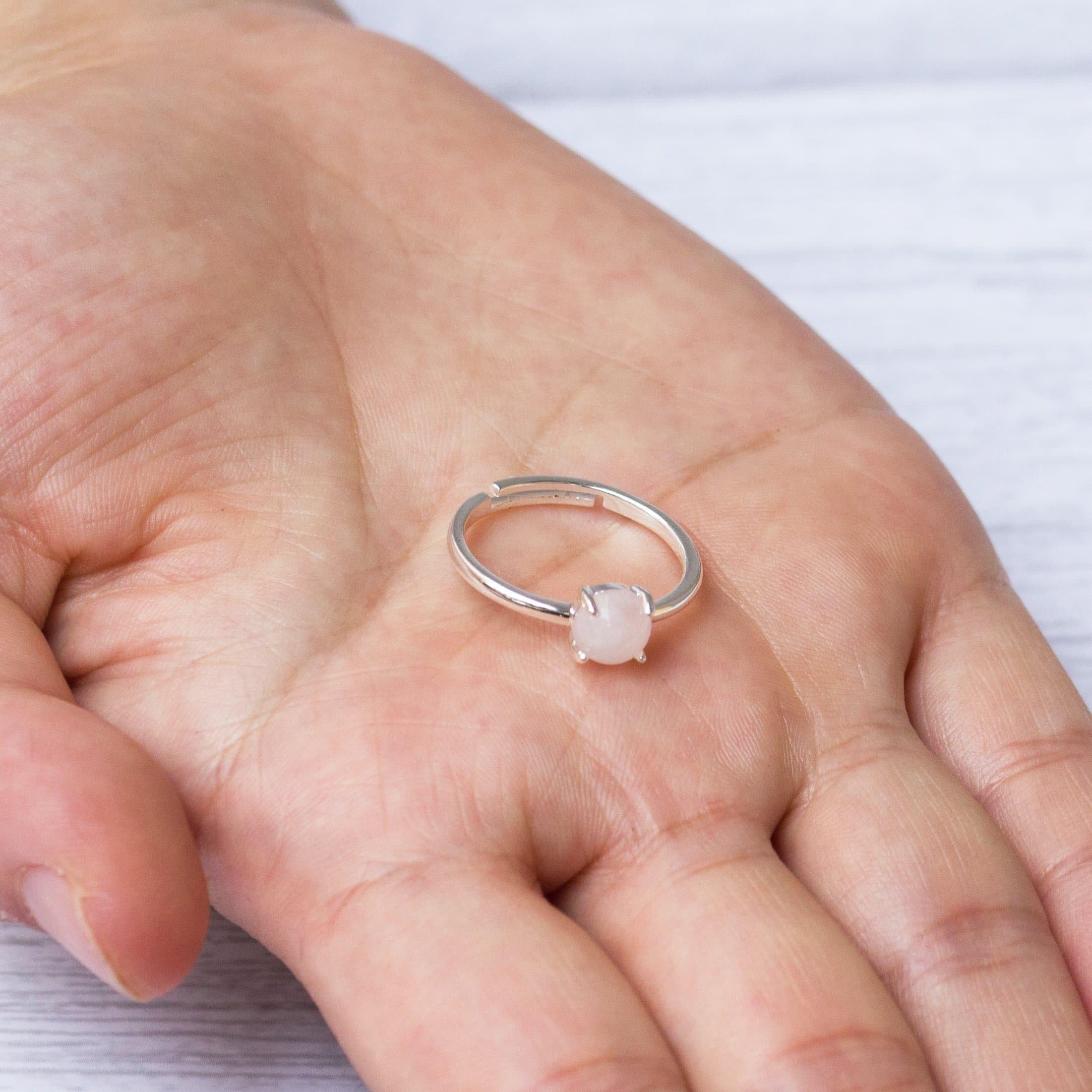Philip Jones Rose Quartz Adjustable Ring for Women - Healing Crystal Jewelry for Stress Relief, Chakra Balancing & Positive Energy | Perfect for Meditation, Yoga & Spiritual Gifts