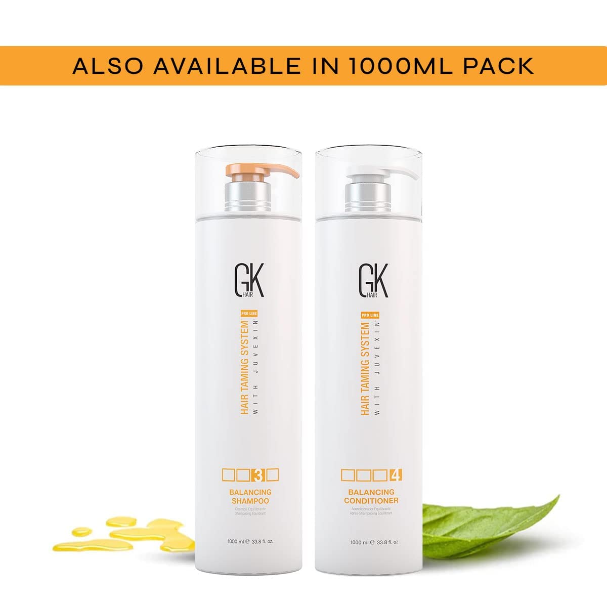 GK Hair Balancing Keratin Shampoo & Conditioner Set (300ml) with Free 10ml Argan Oil Serum - Sulfate Free, Paraben Free for Oily Hair & Scalp - pH Balancing Hair Care for Daily Use & Salon-Quality Results