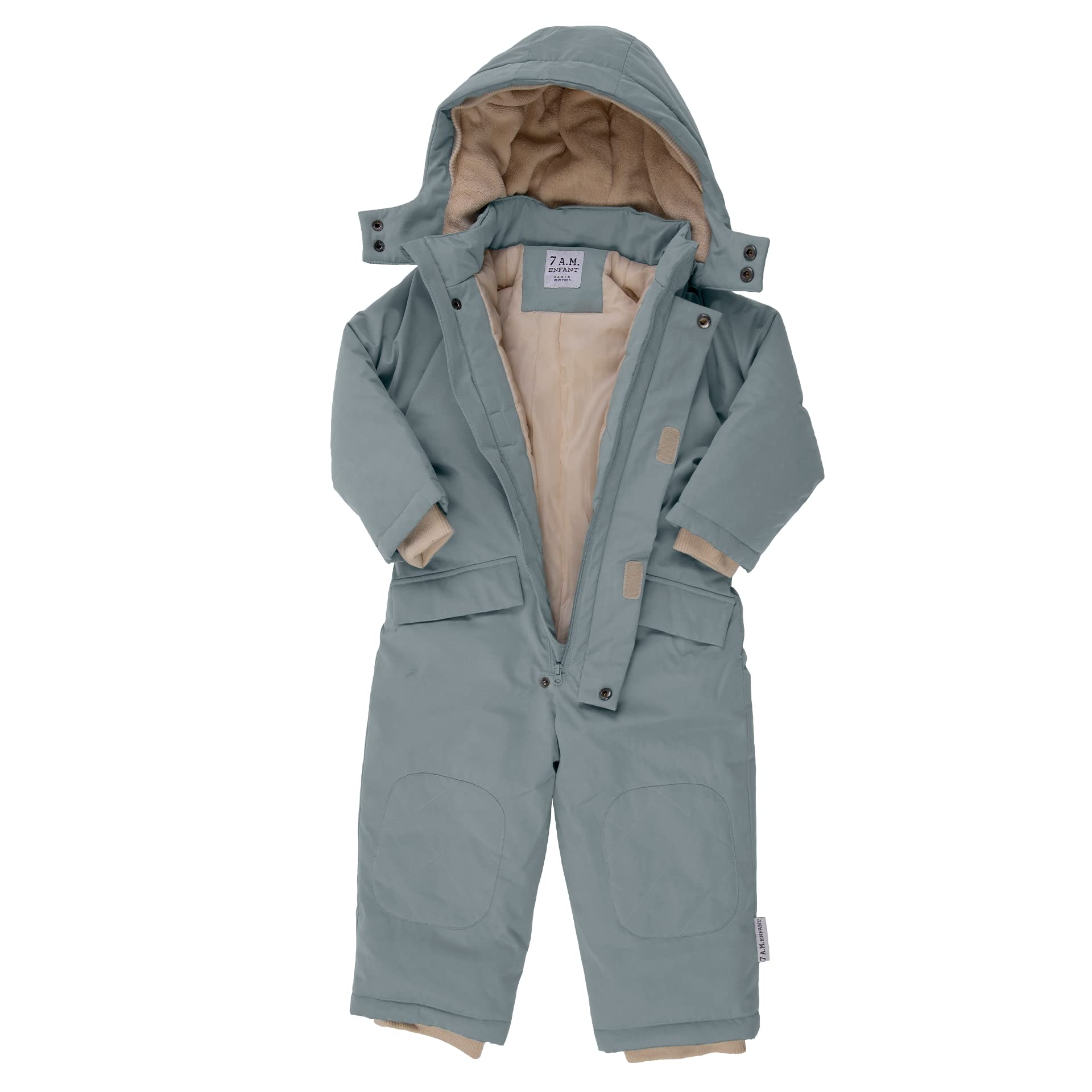 7AM Enfant Baby Jumpsuit Coat - 2-Way Zipper Teddy Jumpsuit for Infants & Toddlers, Water Repellent & Soft Cotton, Warm Winter Outerwear | Perfect for Stroller Walks, Outdoor Play & Cold Weather Protection