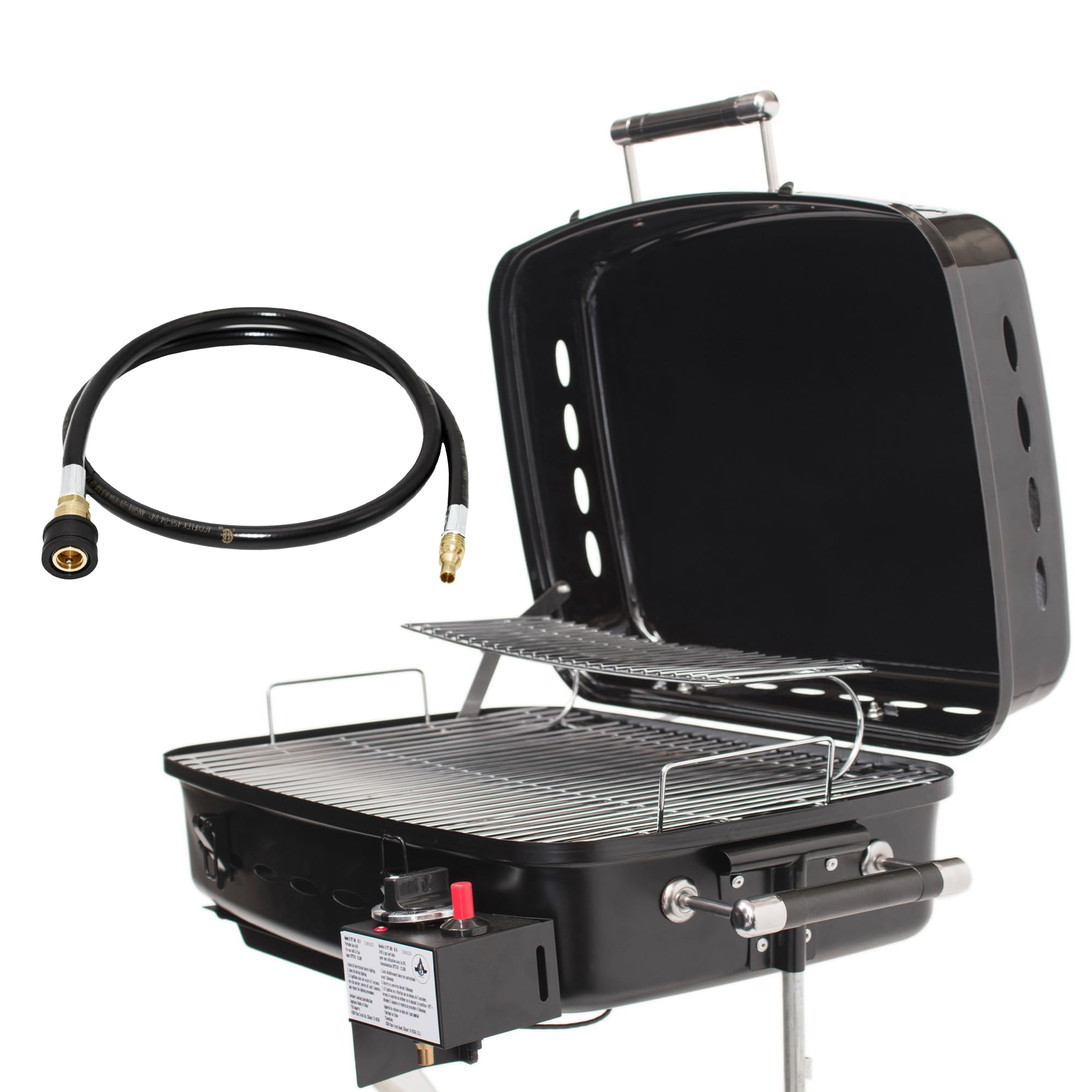 Flame King RV or Trailer Mounted BBQ Grill - 214 Sq Inch Stainless Steel Gas Grill for Motorhomes & Camping - Adjustable Flame Control & 48