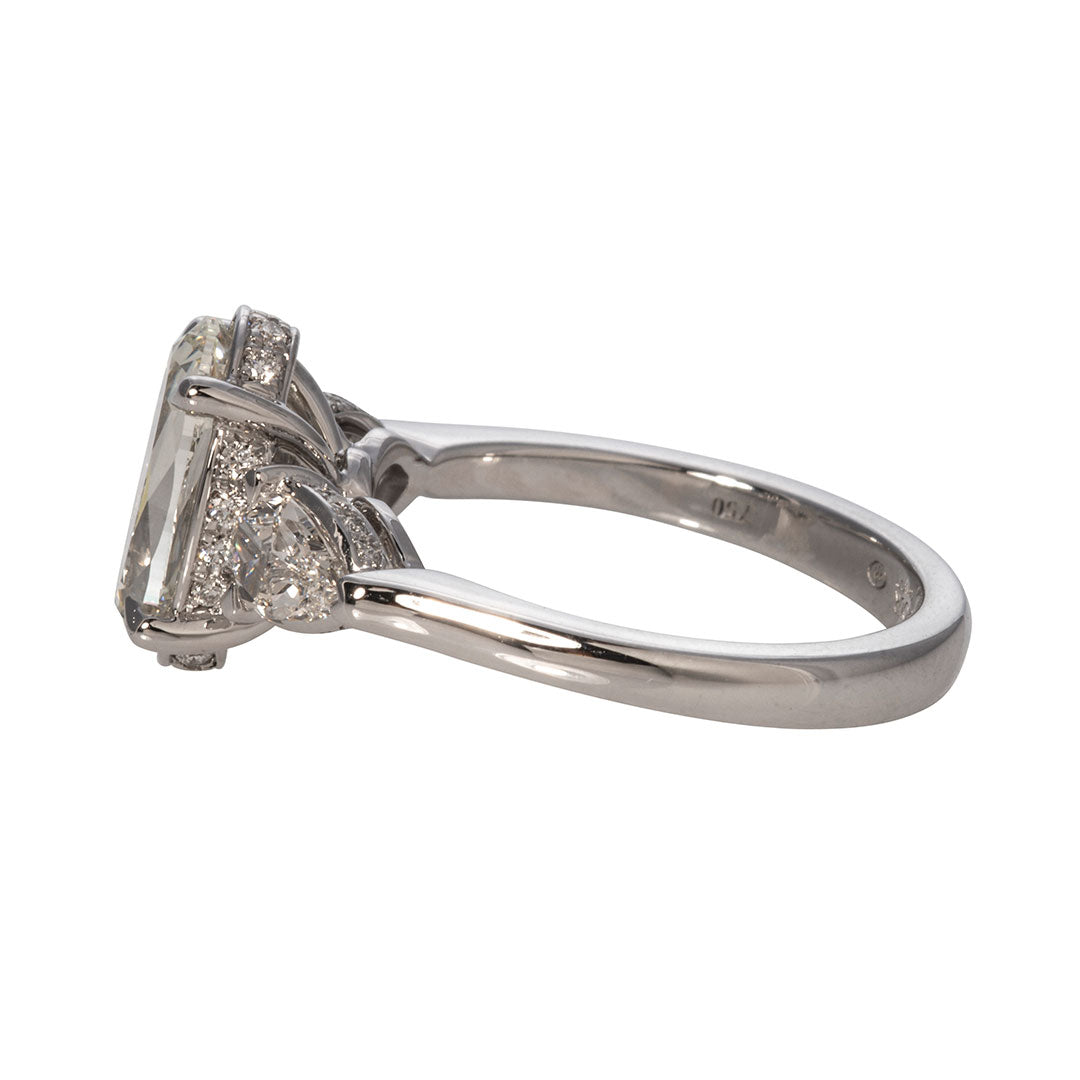 1.90ct L’Amour Crisscut Oval & 0.41ct Pear Diamond Engagement Ring - Elegant Wedding Proposal Jewelry for Brides