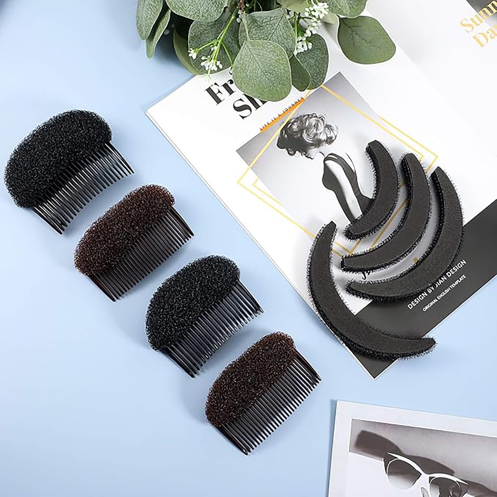 10-Piece Hair Volumizing Accessories Set for Women - Braiding Tools, Bump It Base & Volumizing Hair Comb (Black & Brown) | Perfect for Styling, Cosplay & Everyday Hair Volume Boost