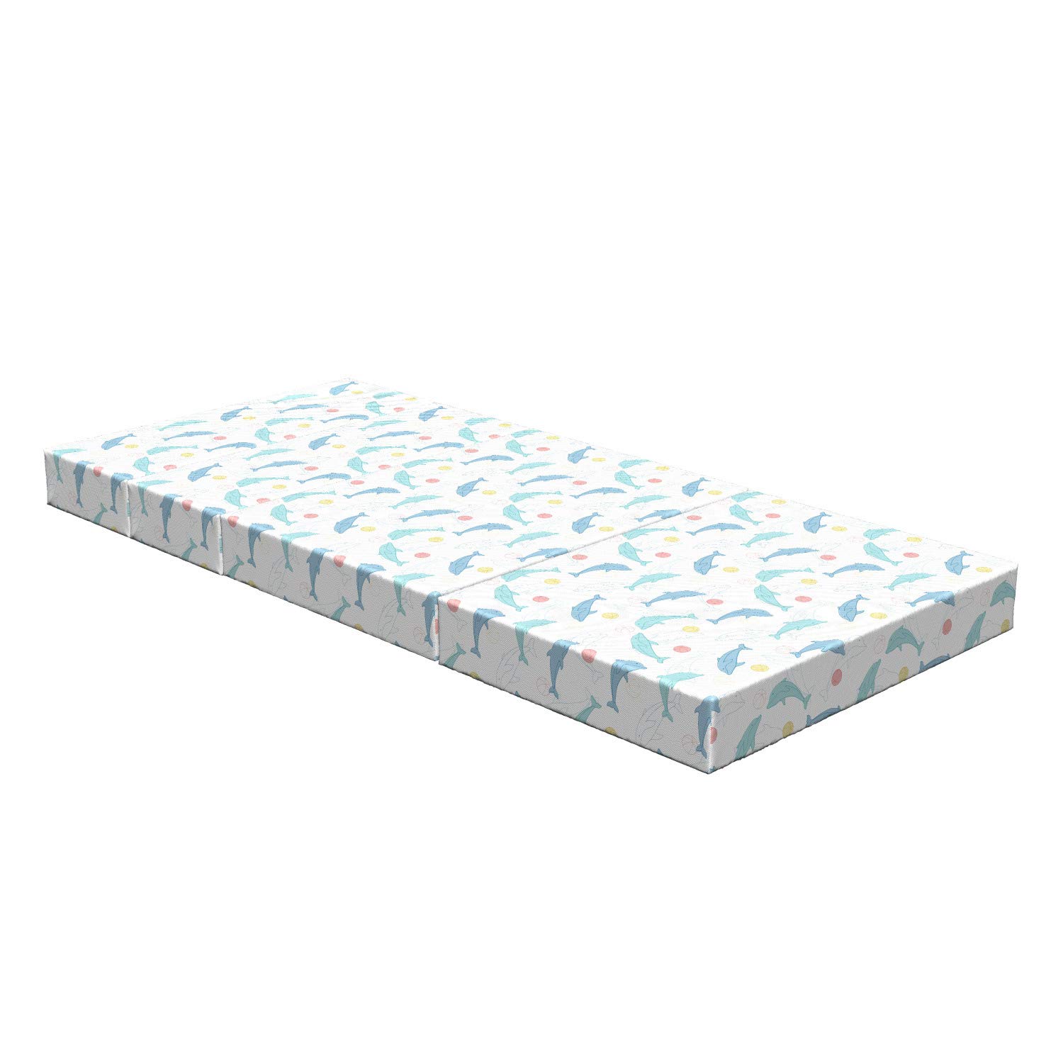 Ambesonne Dolphin Foldable Mattress - Playful Big Fish Design with Balls, 74.8