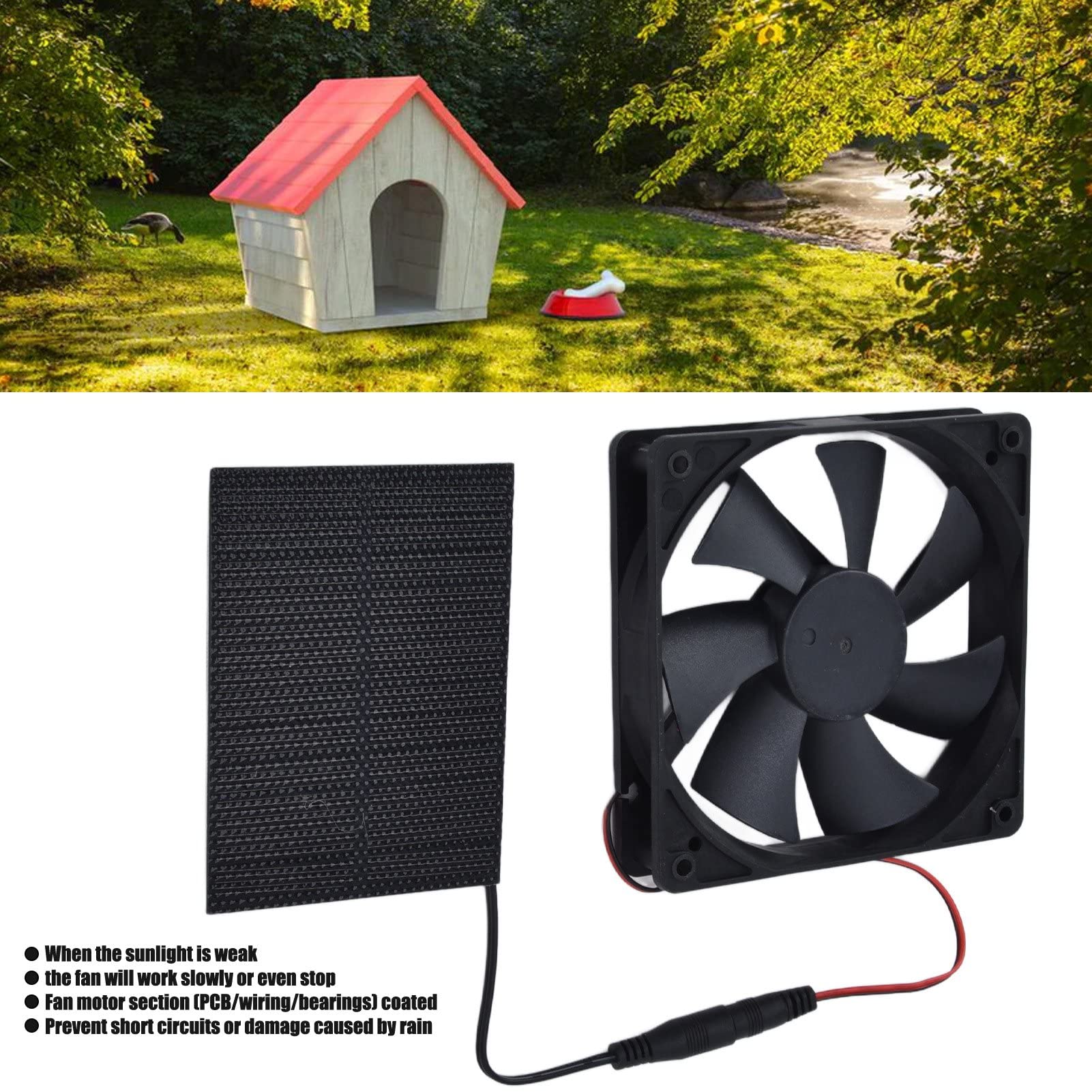 Omabeta 3W Solar Powered Exhaust Fan Kit - Professional Ventilation System for Chicken Coops, Greenhouses, Sheds & Pet Houses | Energy Efficient Solar Panel Fan for Home, Farm & Outdoor Use