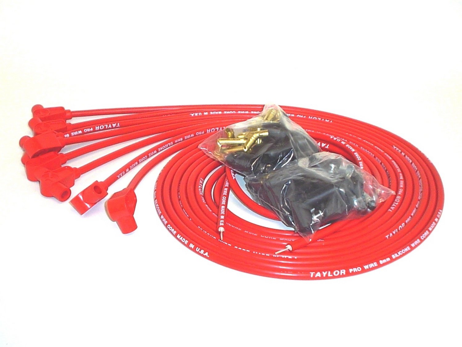 Taylor Cable 70250 8mm Pro Wire Red Spark Plug Wire Set - High Performance Ignition Wires for Cars, Trucks & SUVs - Perfect for Racing, Off-Road & Daily Driving