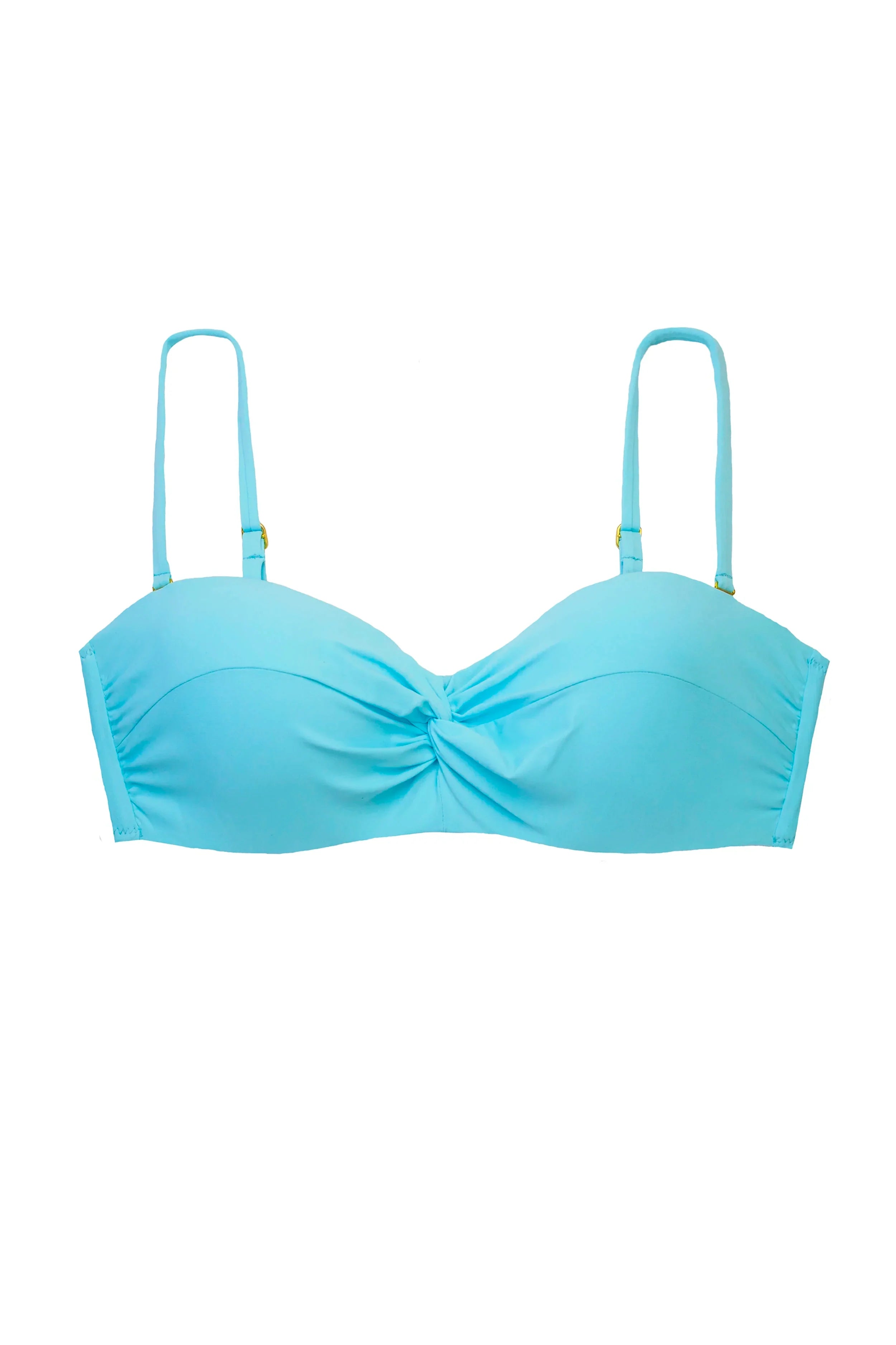 Twist Underwire Bandeau Bra - Sky Blue Push Up Bikini Top for Women | Beach, Pool & Summer Vacation Wear