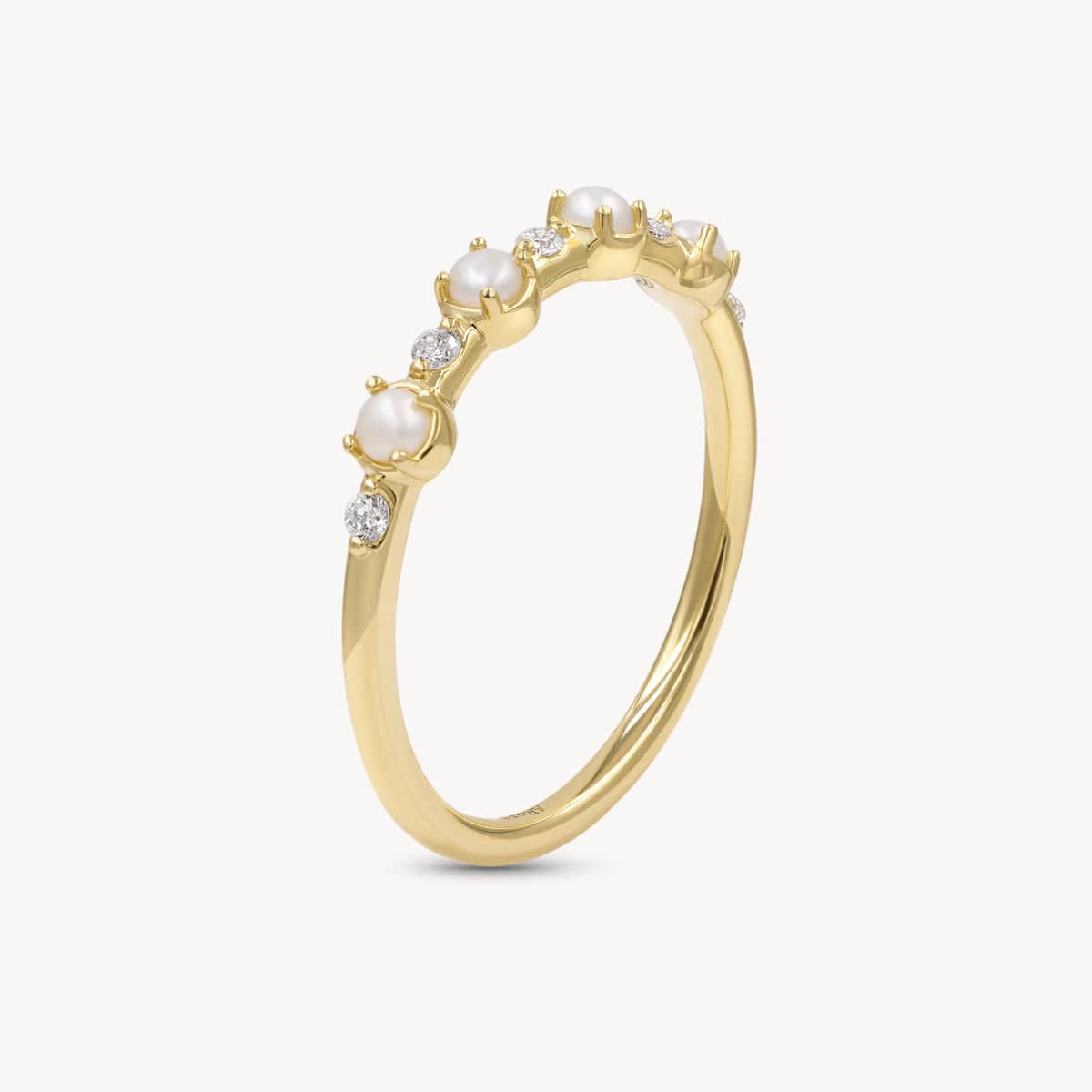 Exquisite Array of Pearls Diamond Ring for Women – Elegant Bridal Jewelry, Anniversary Gift, or Special Occasion Accessory