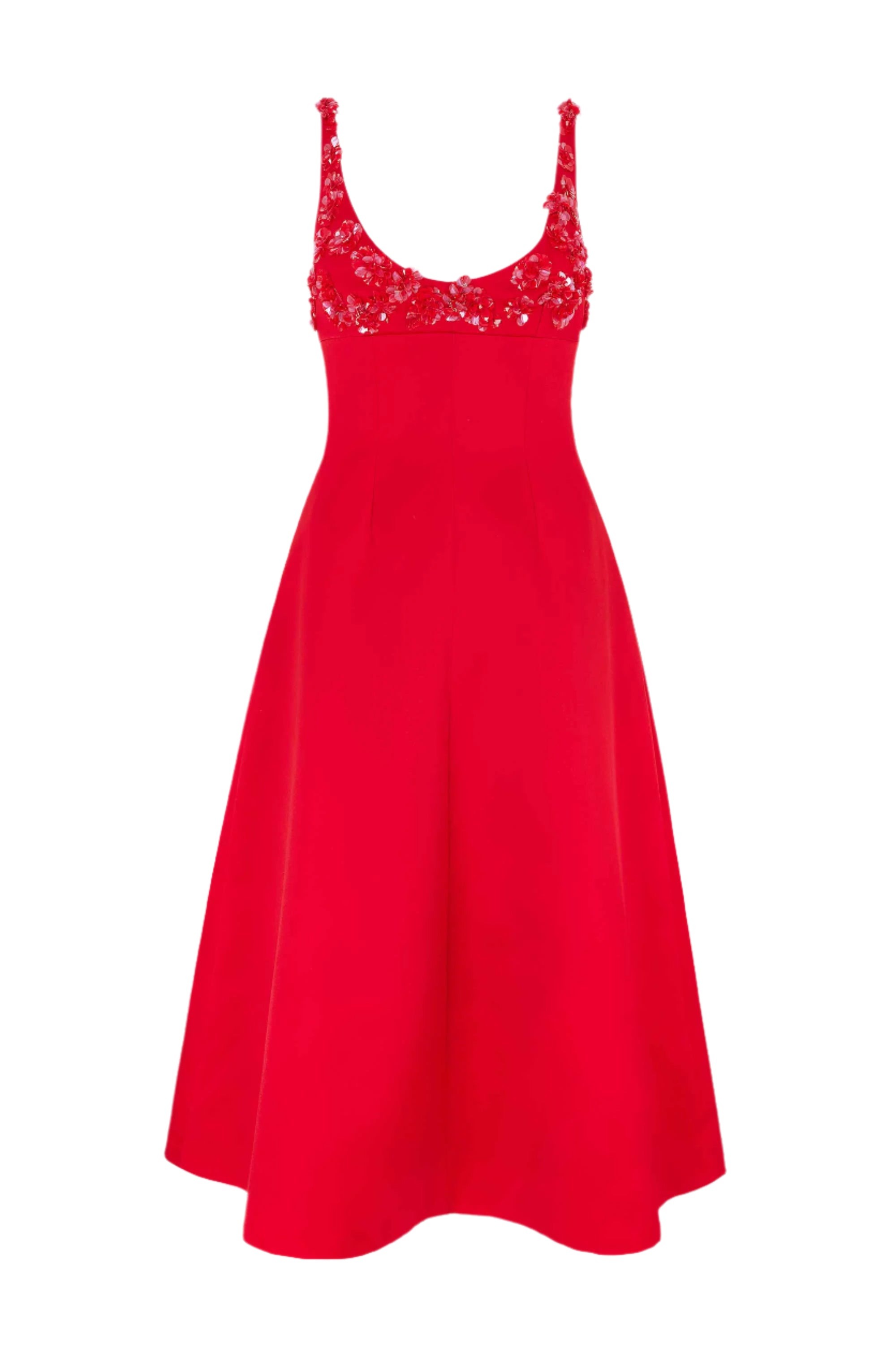 Abella Embellished Evening Dress in Bright Red Doppio Satin - Perfect for Weddings, Parties & Special Occasions