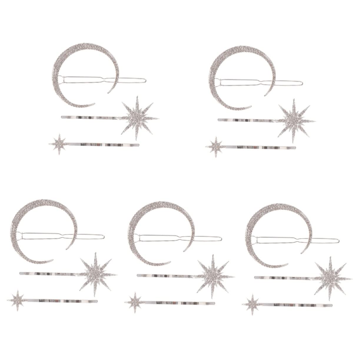 Beaupretty 15 Pcs Rhinestone Star Hair Clips for Women - Wedding Bridal Hair Accessories, Decorative Metal Hairpins, Barrettes for Girls (Moon & Star Design) - Perfect for Weddings, Prom, Parties & Special Occasions