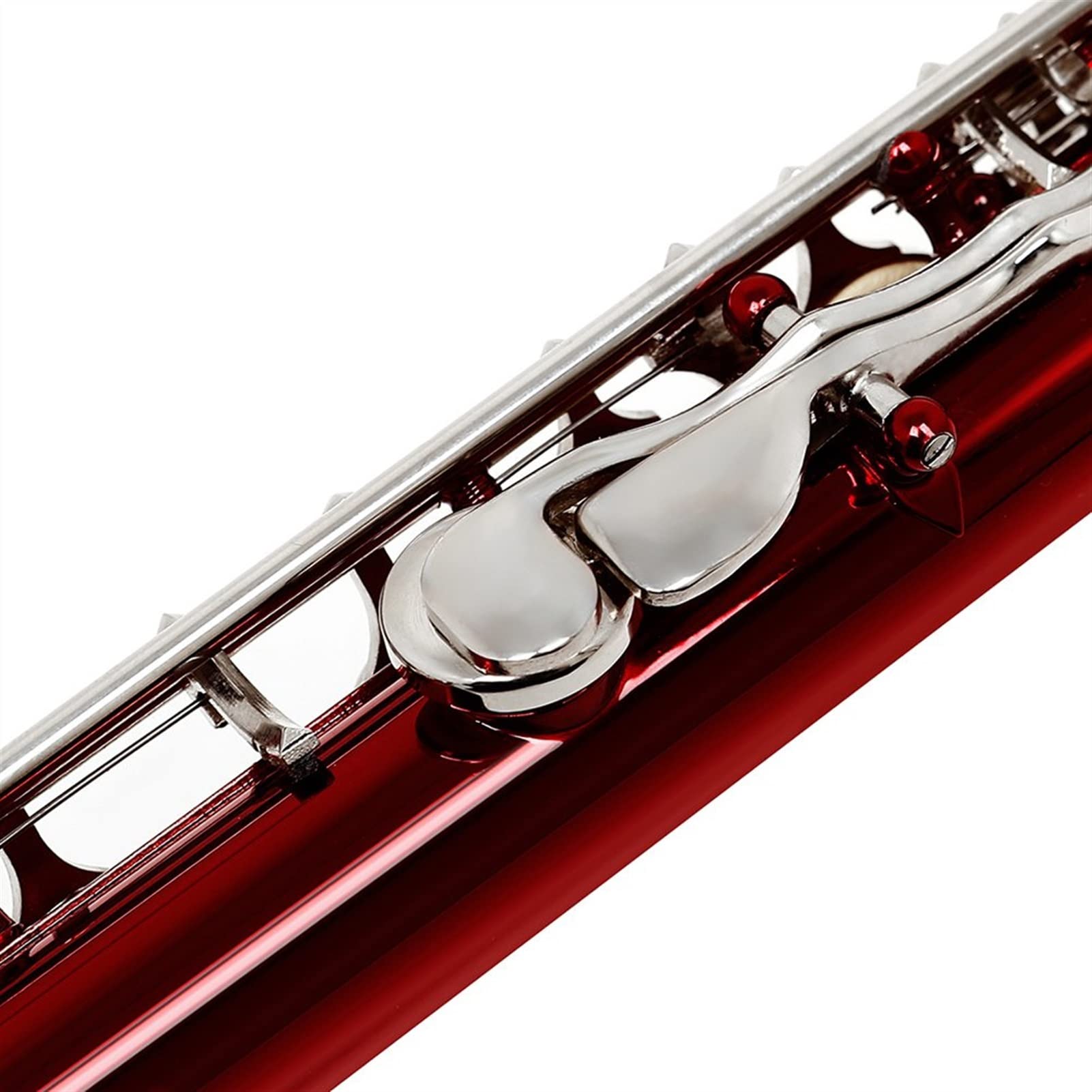Professional 16-Hole Red C Key Flute with Silver-Nickel Keys - Concert Cupronickel Wind Instrument with Carrying Case - Perfect for Beginners, Students & Live Performances