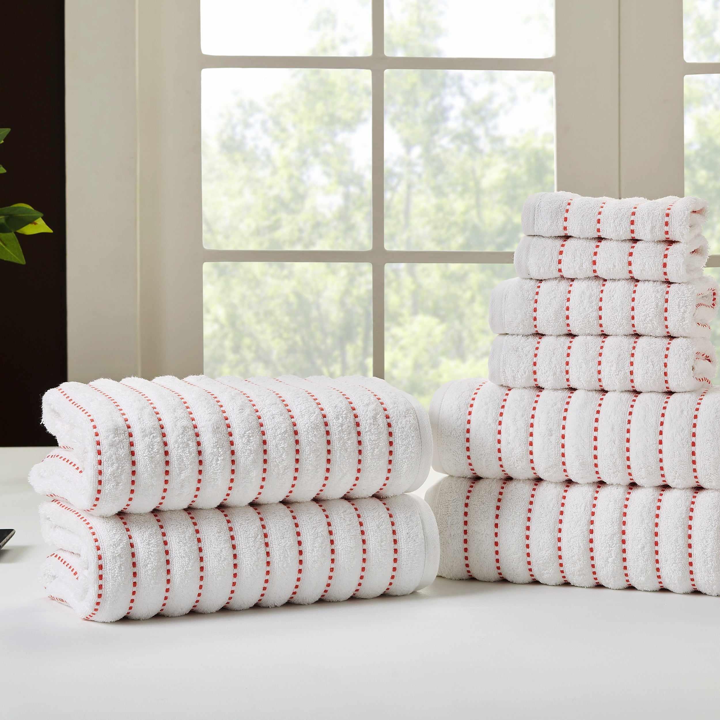 Premium Organic Cotton 8-Piece Bath Towel Set - 650 GSM Ultra Soft & Absorbent - Perfect for Spa, Bathroom, Beach & Gym Use