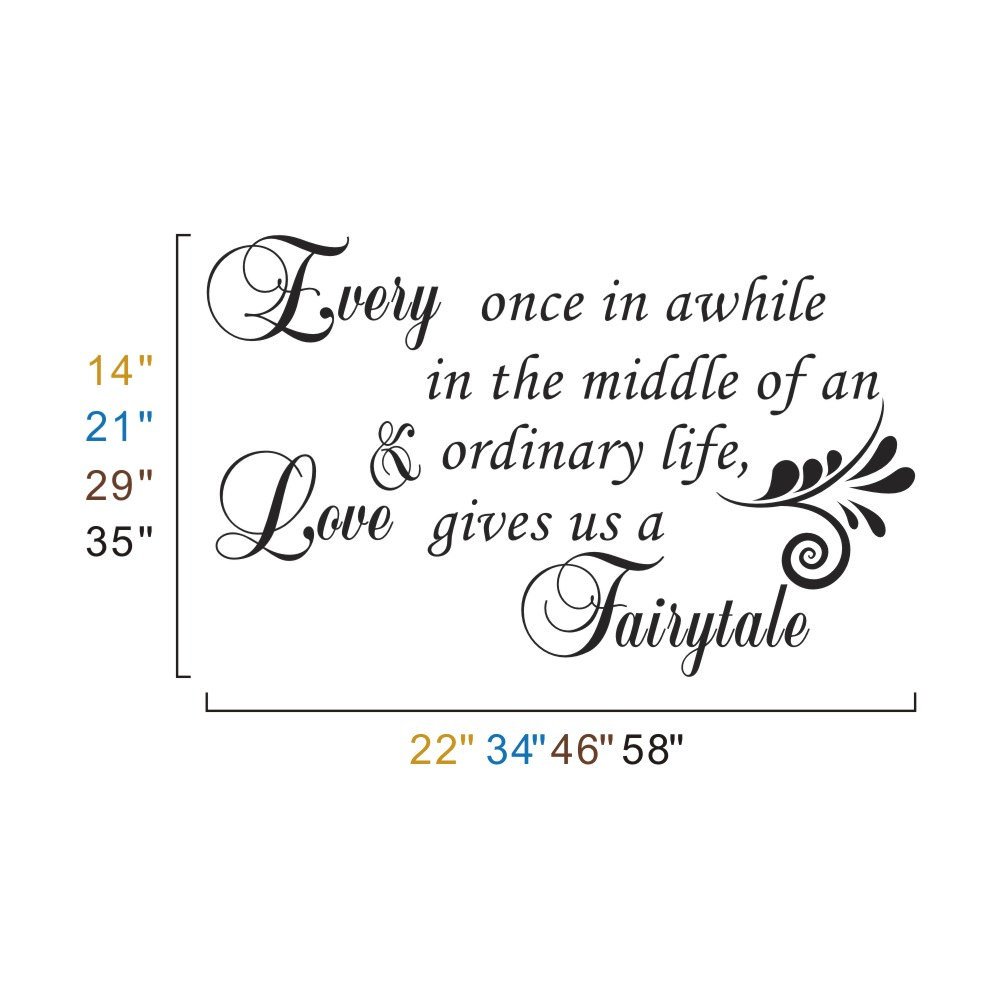 Custom Medium Vinyl Wall Decal Art Sticker - 'Love Gives Us A Fairytale' Quote for Home Decor | Perfect for Living Room, Bedroom & Nursery Wall Art