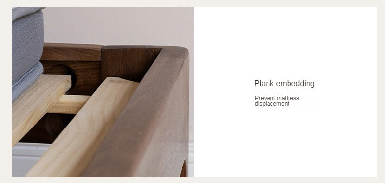 Premium Black Walnut Solid Wood Bed with Genuine Leather Upholstery - USB Charging Ports Included - Perfect for Master Bedrooms & Guest Rooms
