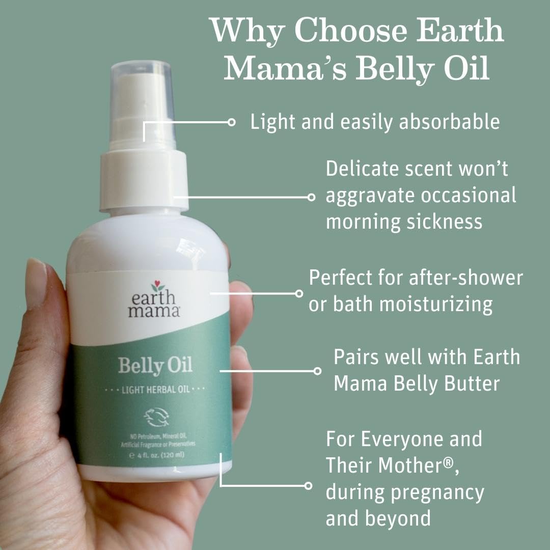 Organic Pregnancy Gift Set for Moms - Earth Mama Body Wash, Belly Butter, Lip Balm, Deodorant, Herbal Tea & Sunscreen (7-Piece) | Perfect for Baby Showers, Self-Care & Prenatal Pampering