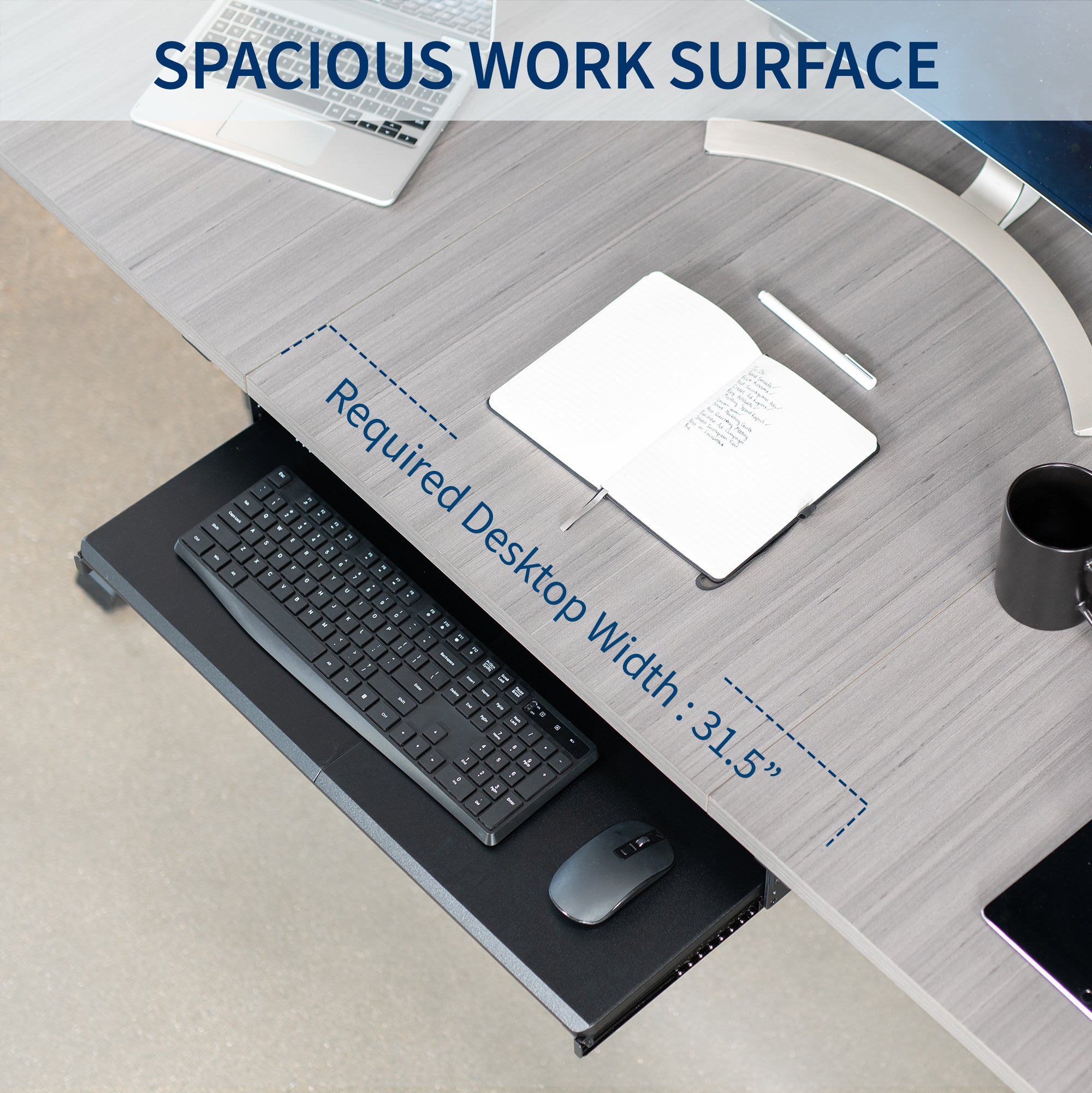 Ergonomic Under Desk Keyboard Tray - Height Adjustable Slide-Out Tray for Comfortable Typing - Perfect for Home Office & Gaming Setup