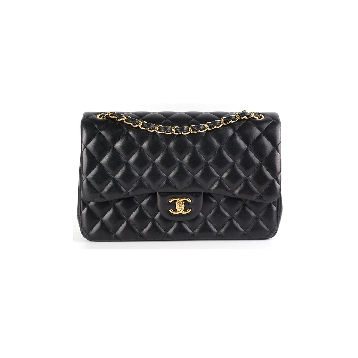 Chanel Quilted Jumbo Flap Bag in Black Lambskin Leather - Luxury Designer Handbag for Women, Perfect for Evening Events & Special Occasions