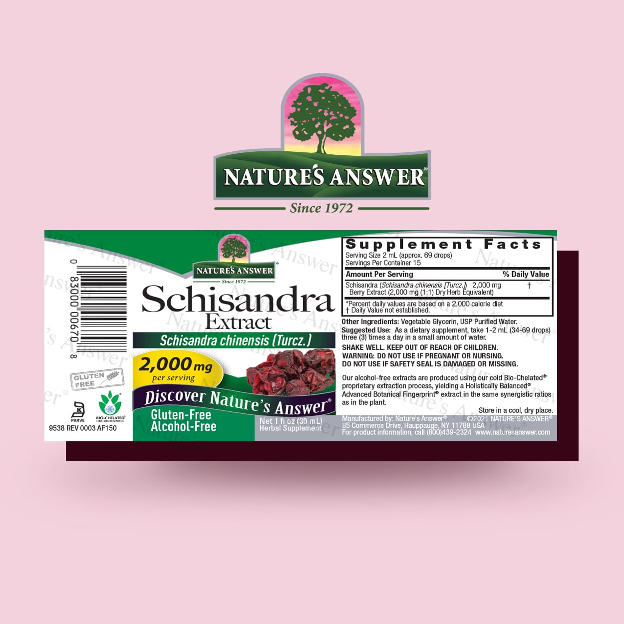 Nature's Answer Schisandra Berry Extract - Alcohol-Free, Gluten-Free Stress & Fatigue Relief Supplement - Adrenal Support for Relaxation - Made in USA - Perfect for Daily Wellness & Natural Energy Boost