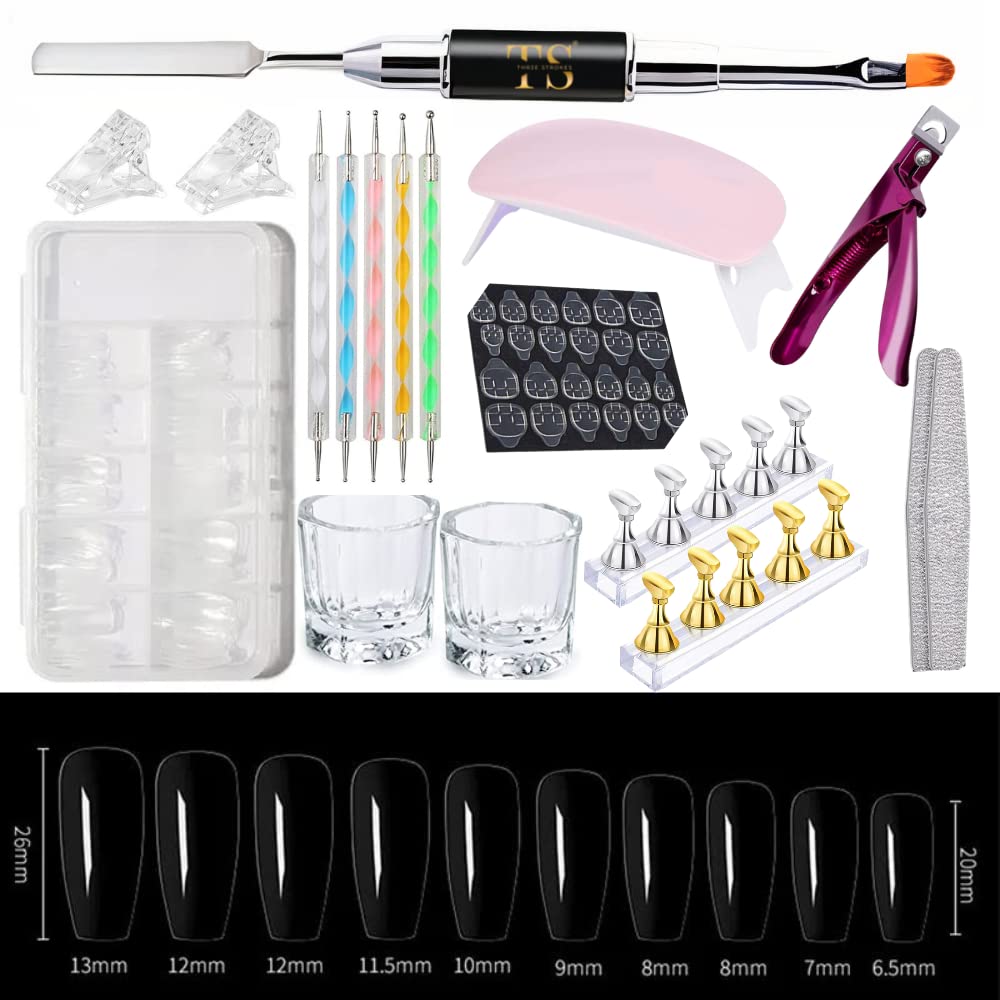 INOG Acrylic Nail Kit - Professional & Beginner Nail Art Tools Set with LED Nail Lamp, Polygel Brush, Nail Clippers, Fake Tips, Dotting Tools & Stickers for Home Salon & DIY Manicure | Perfect for Nail Extensions, Gel Polish & Creative Nail Designs