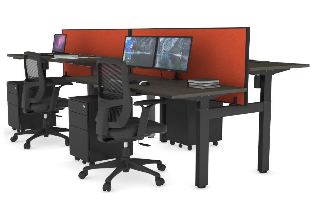 Adjustable 4-Person H Bench Workstation with Black Frame - 1600L x 700W - Perfect for Office, Workshop, or Collaborative Workspaces