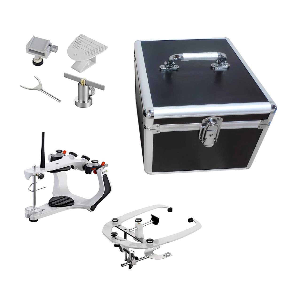 High Precision Dental Lab Semi Adjustable Articulator with Facebow - Aluminum Carry Case for Dentists & Orthodontists | Ideal for Crown, Bridge & Denture Fabrication