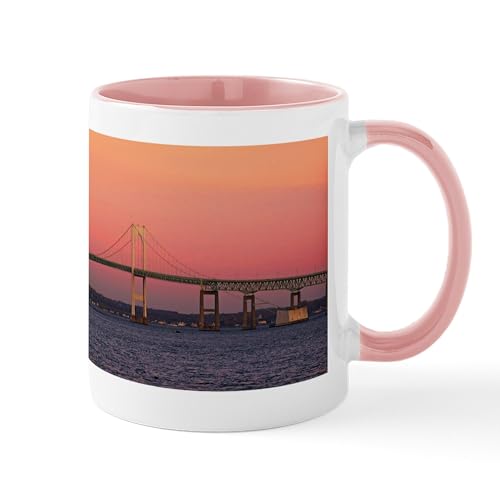 White/Pink Inside - Newport Bridge, Rhode Island Coffee Mug