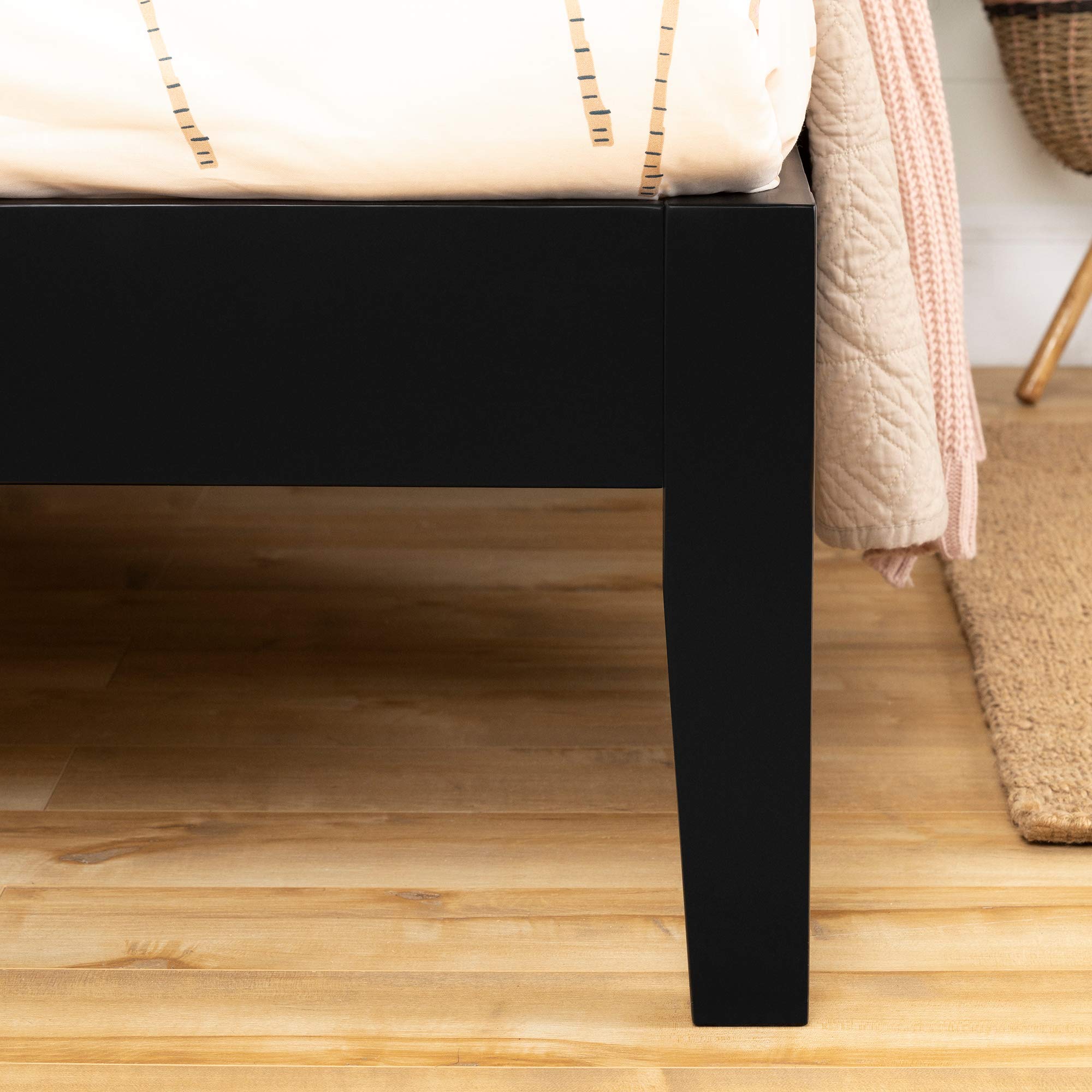 South Shore Vito Twin Platform Bed Frame - Black Wooden Bed for Kids & Teens - Perfect for Small Bedrooms & Dorm Rooms