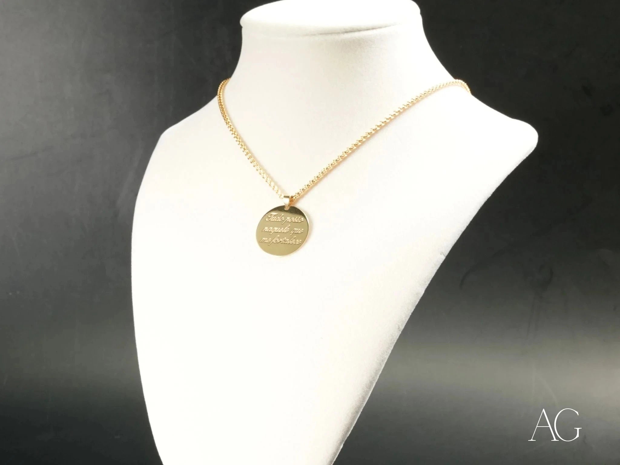Golden Faith 'Tudo Posso' Inspirational Pendant Necklace - Religious Jewelry for Women & Men - Perfect for Daily Wear, Gifts & Spiritual Encouragement