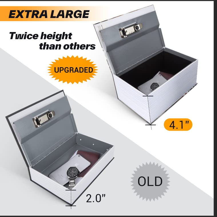 Ohuhu Extra Large Book Safe with Combination Lock - Secret Hidden Storage Box for Money, Jewelry & Keys - Disguised as a Book - Durable Metal Lock Box for Home & Office Security - Perfect for Concealing Valuables in Plain Sight