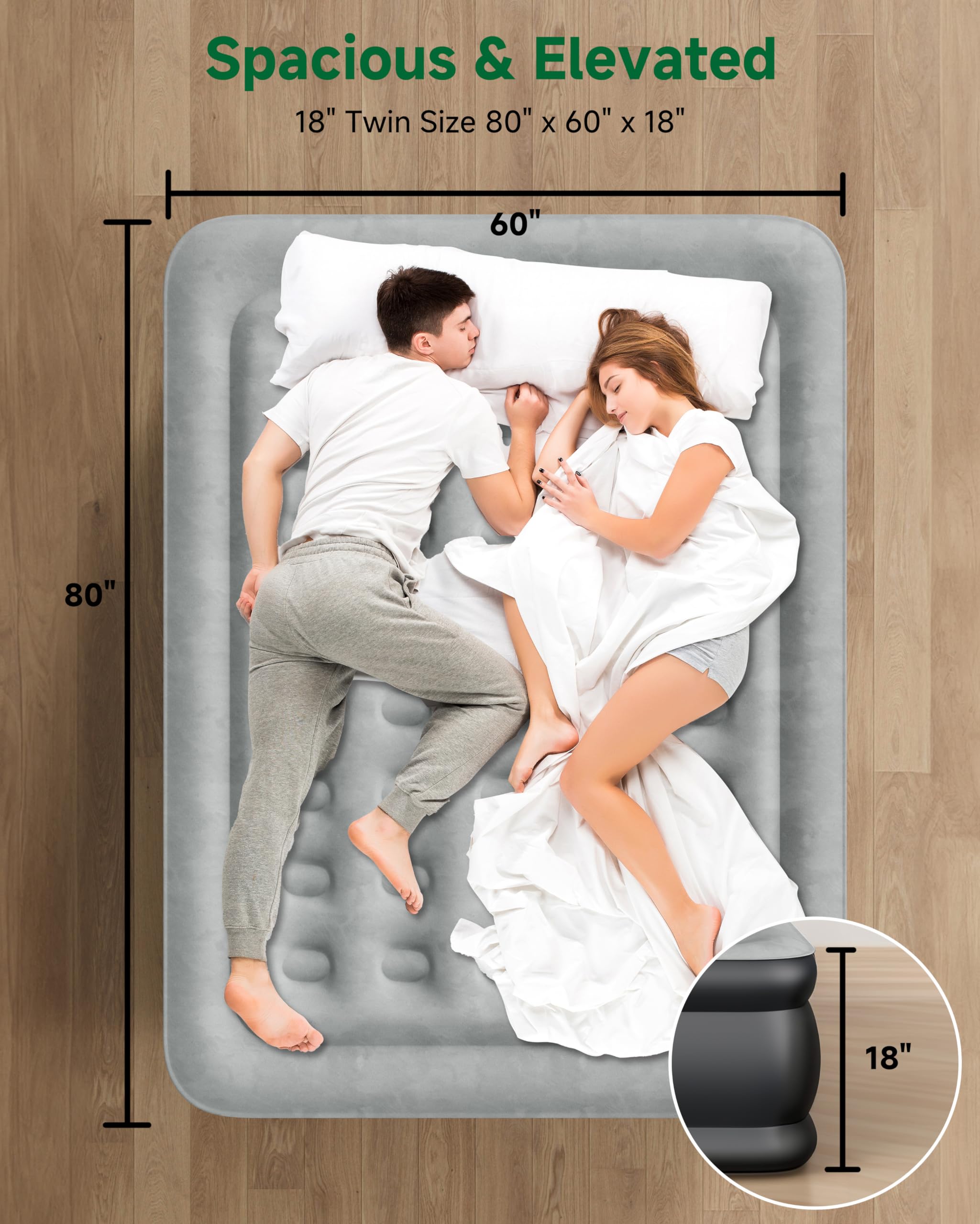 **Queen Air Mattress with Built-in Pump - 18